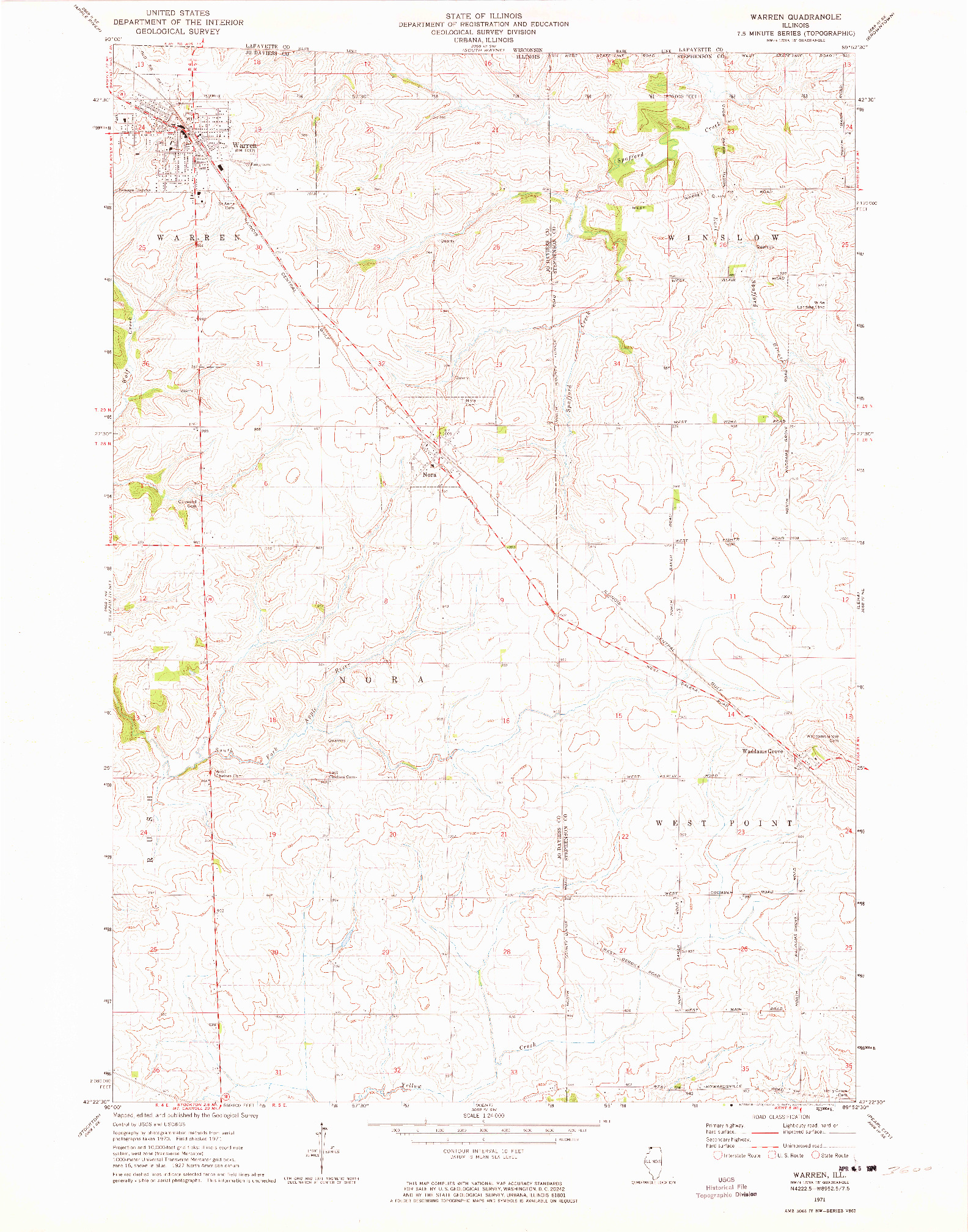 USGS 1:24000-SCALE QUADRANGLE FOR WARREN, IL 1971