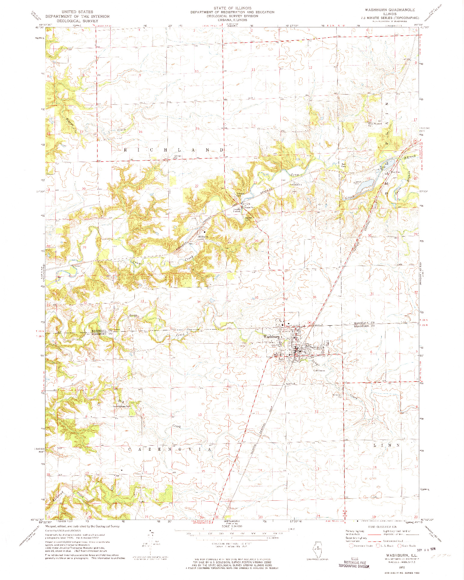 USGS 1:24000-SCALE QUADRANGLE FOR WASHBURN, IL 1972