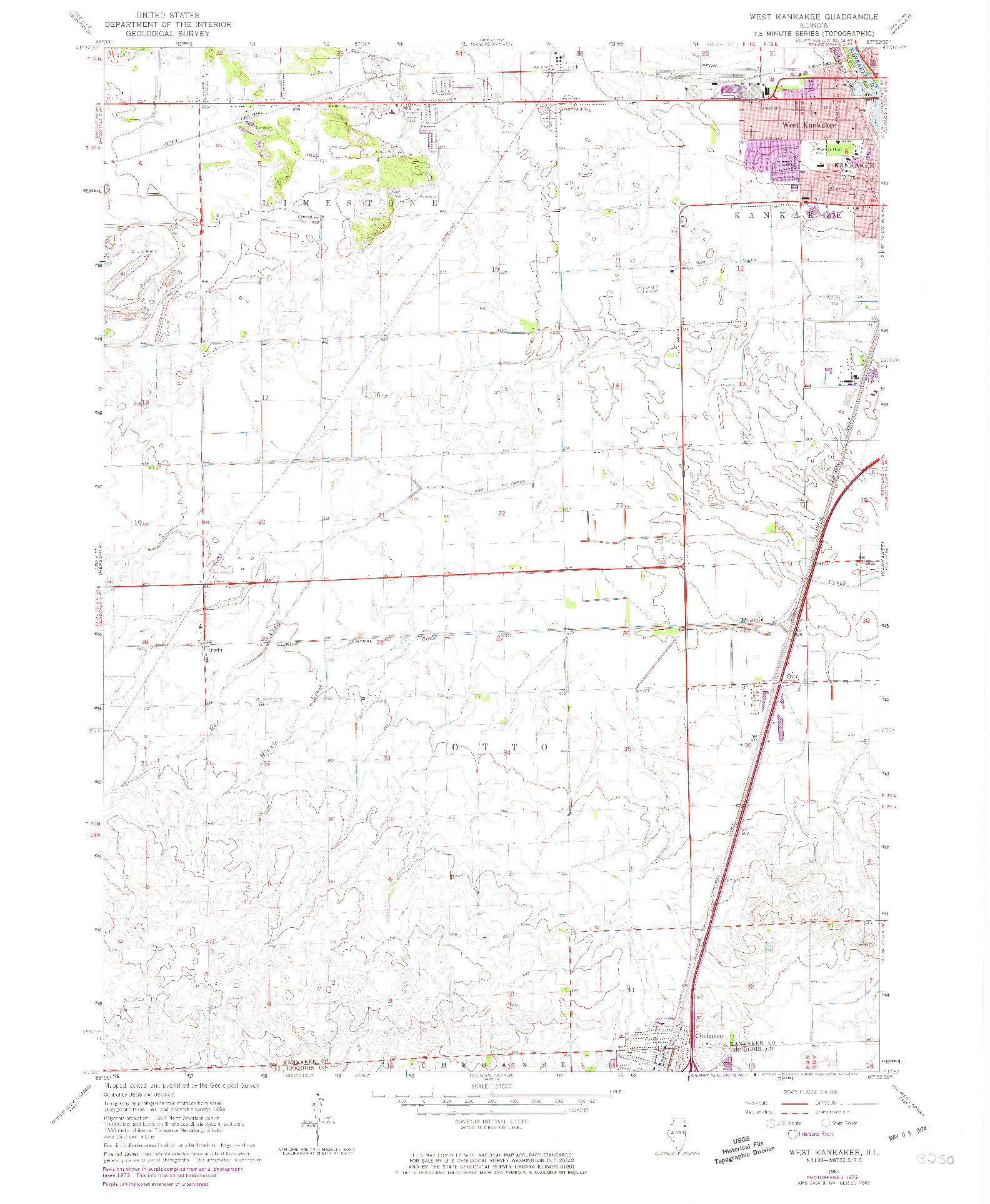 USGS 1:24000-SCALE QUADRANGLE FOR WEST KANKAKEE, IL 1964