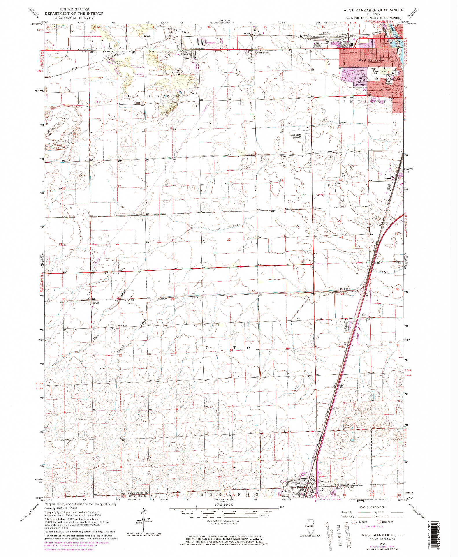 USGS 1:24000-SCALE QUADRANGLE FOR WEST KANKAKEE, IL 1964
