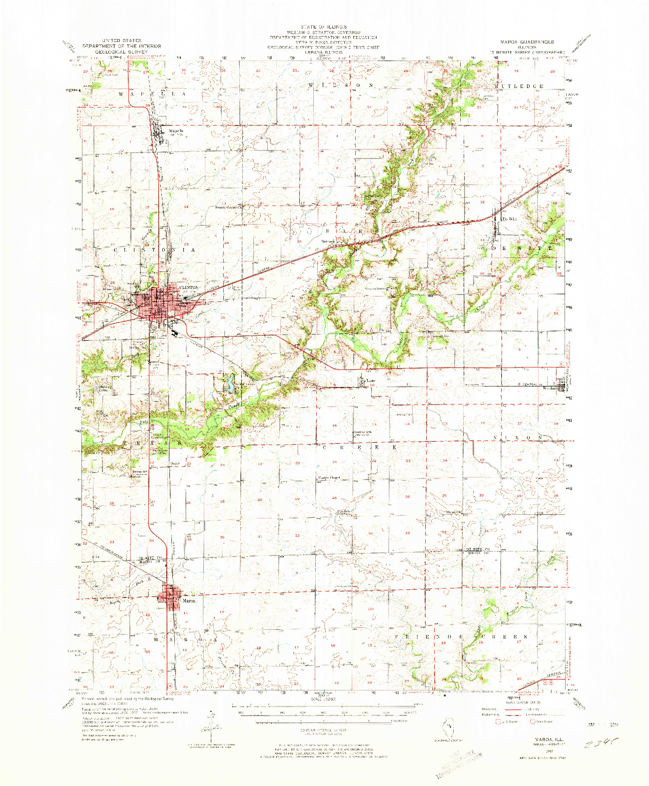 USGS 1:62500-SCALE QUADRANGLE FOR MAROA, IL 1957