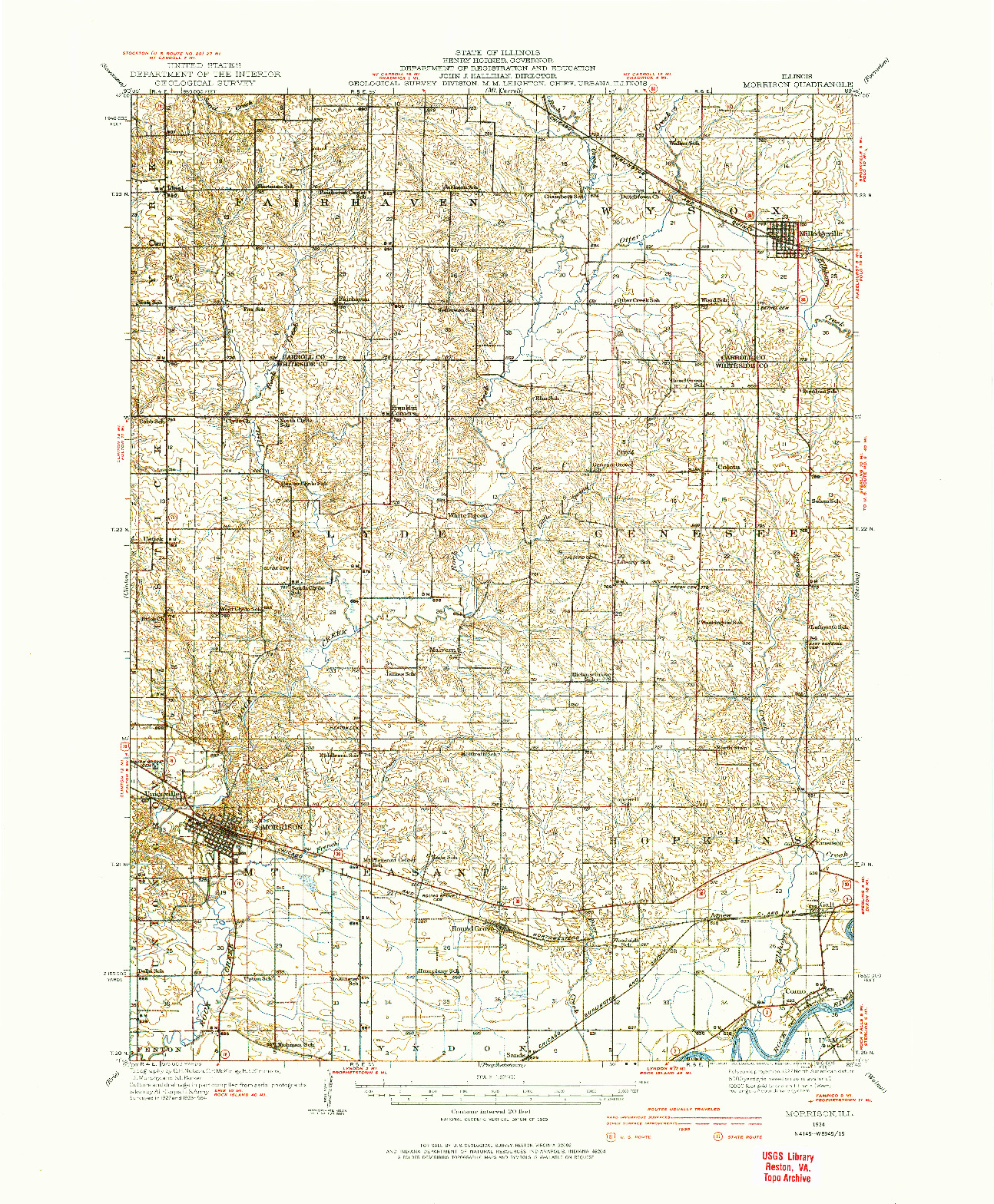 USGS 1:62500-SCALE QUADRANGLE FOR MORRISON, IL 1934