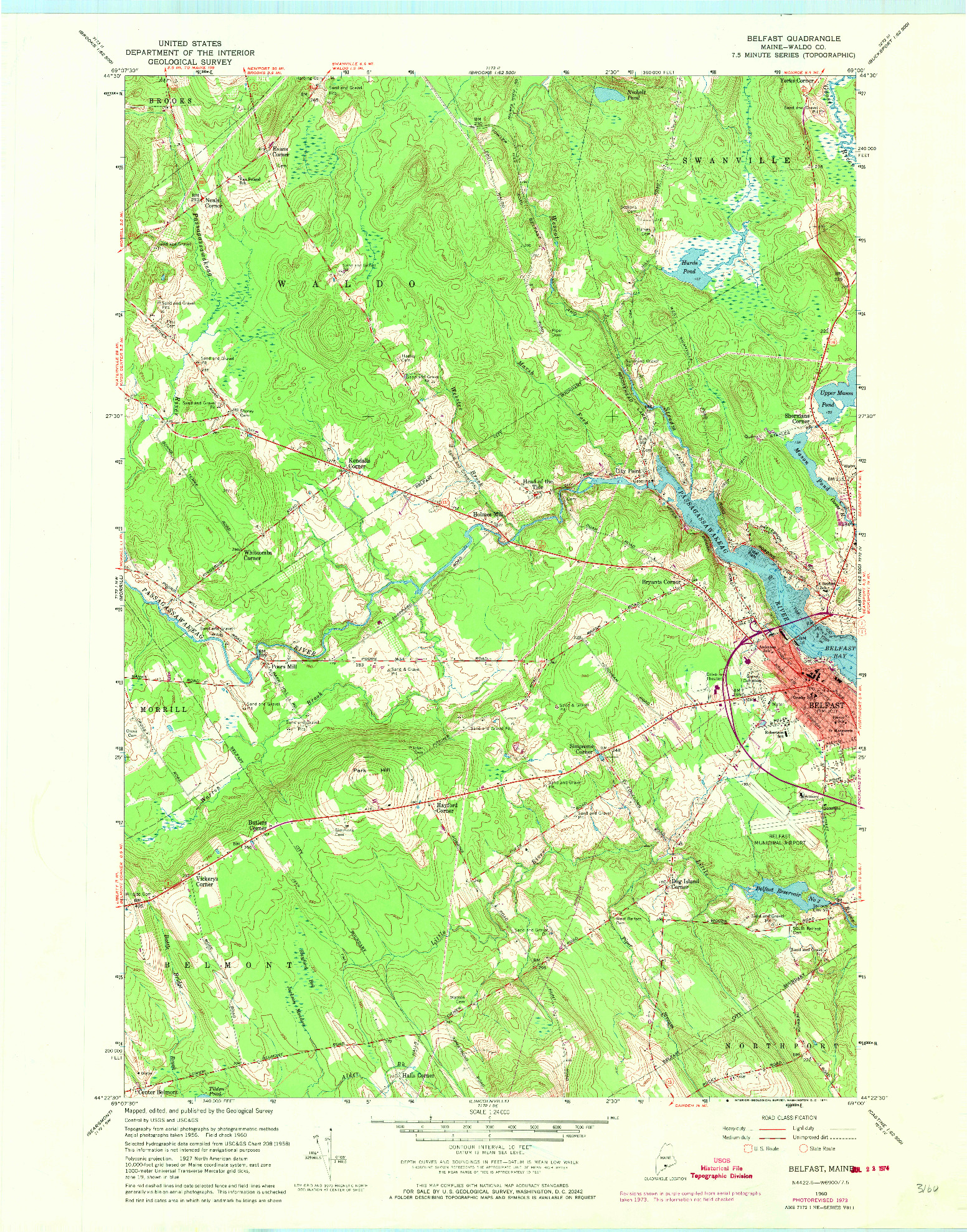 USGS 1:24000-SCALE QUADRANGLE FOR BELFAST, ME 1960