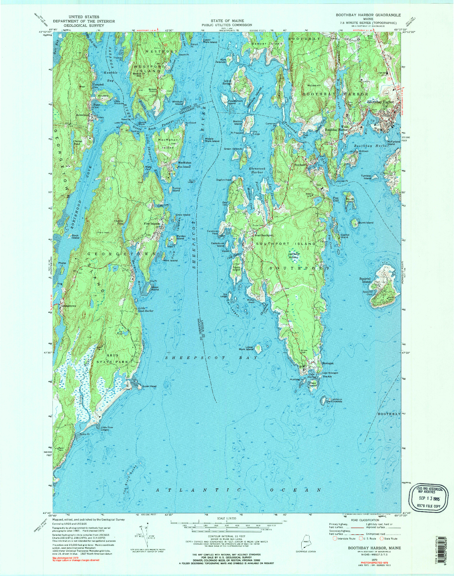 USGS 1:24000-SCALE QUADRANGLE FOR BOOTHBAY HARBOR, ME 1970
