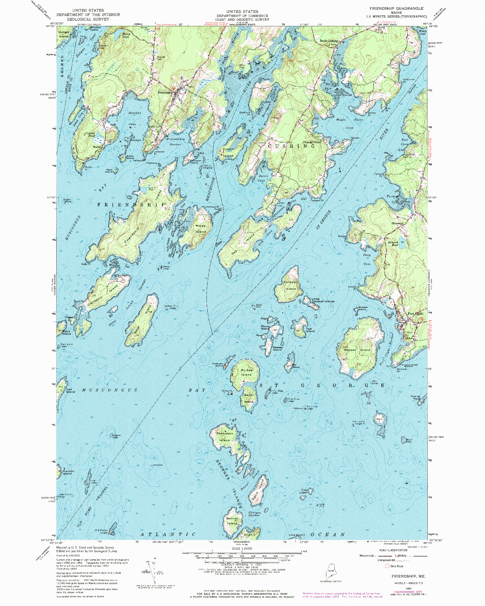 USGS 1:24000-SCALE QUADRANGLE FOR FRIENDSHIP, ME 1955