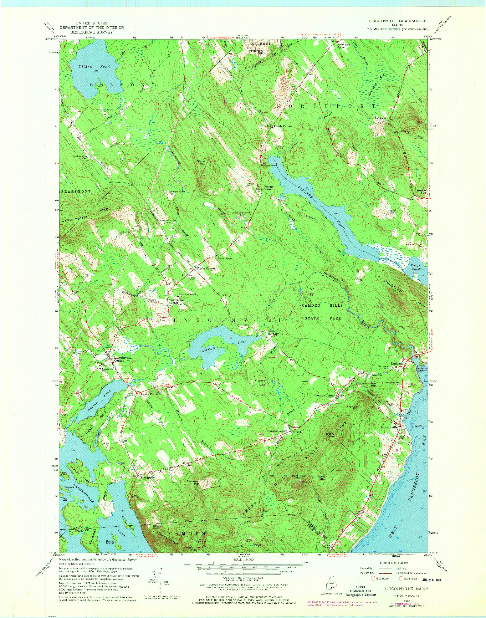 USGS 1:24000-SCALE QUADRANGLE FOR LINCOLNVILLE, ME 1960