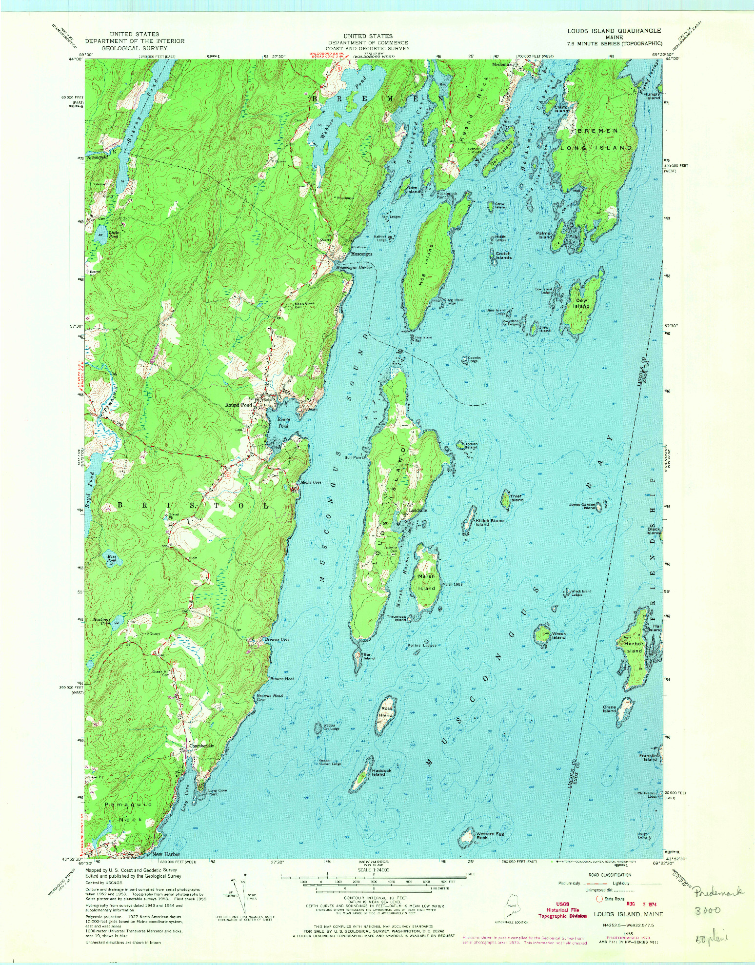 USGS 1:24000-SCALE QUADRANGLE FOR LOUDS ISLAND, ME 1955