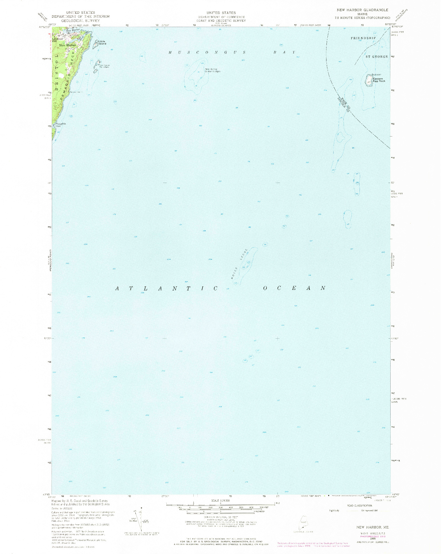 USGS 1:24000-SCALE QUADRANGLE FOR NEW HARBOR, ME 1973