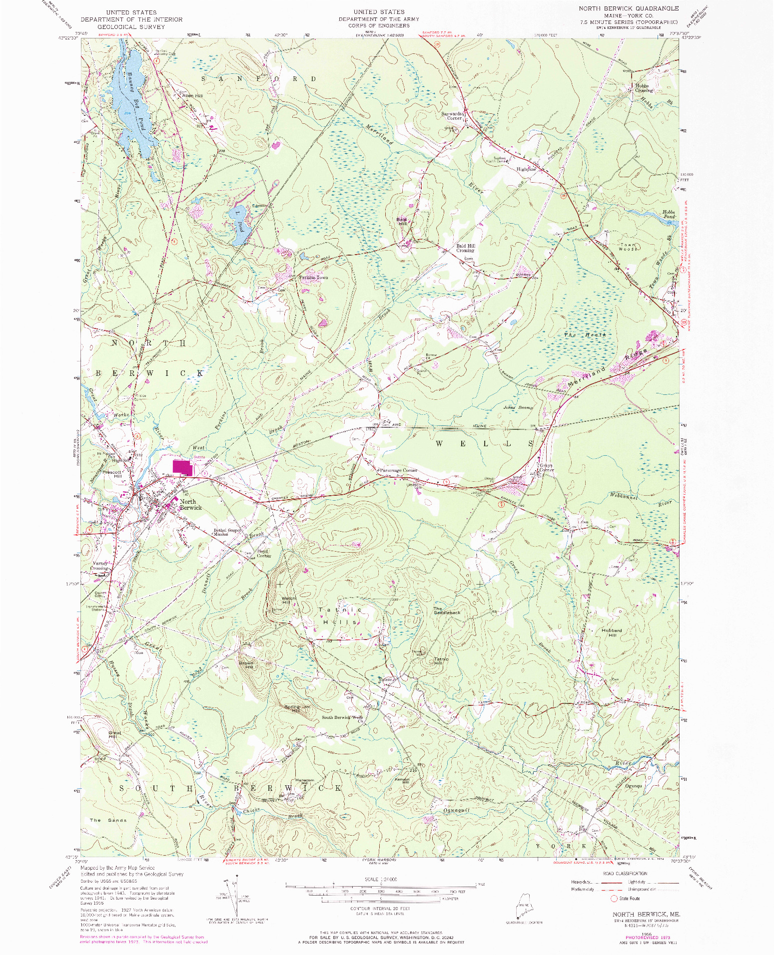 USGS 1:24000-SCALE QUADRANGLE FOR NORTH BERWICK, ME 1956