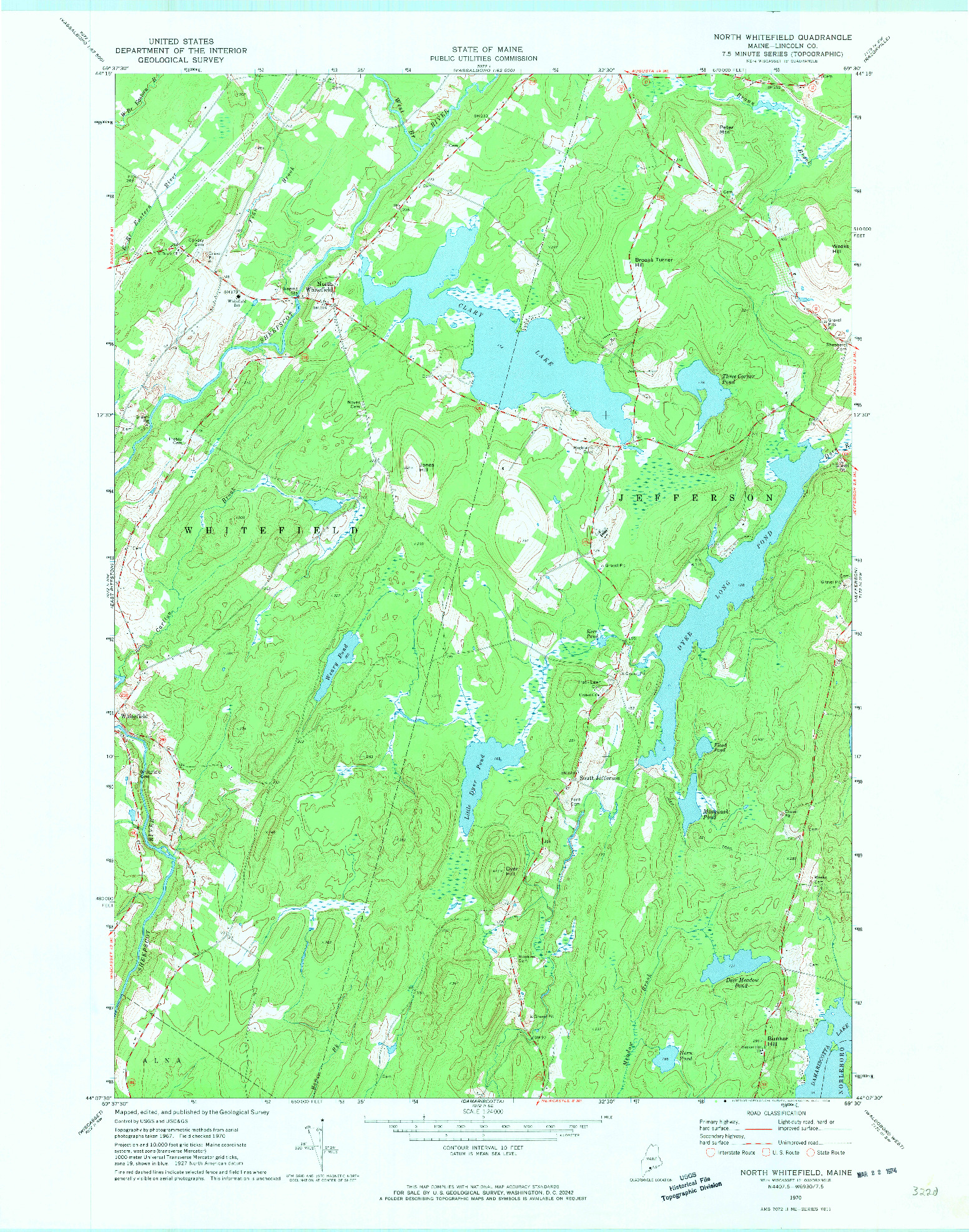 USGS 1:24000-SCALE QUADRANGLE FOR NORTH WHITEFIELD, ME 1970