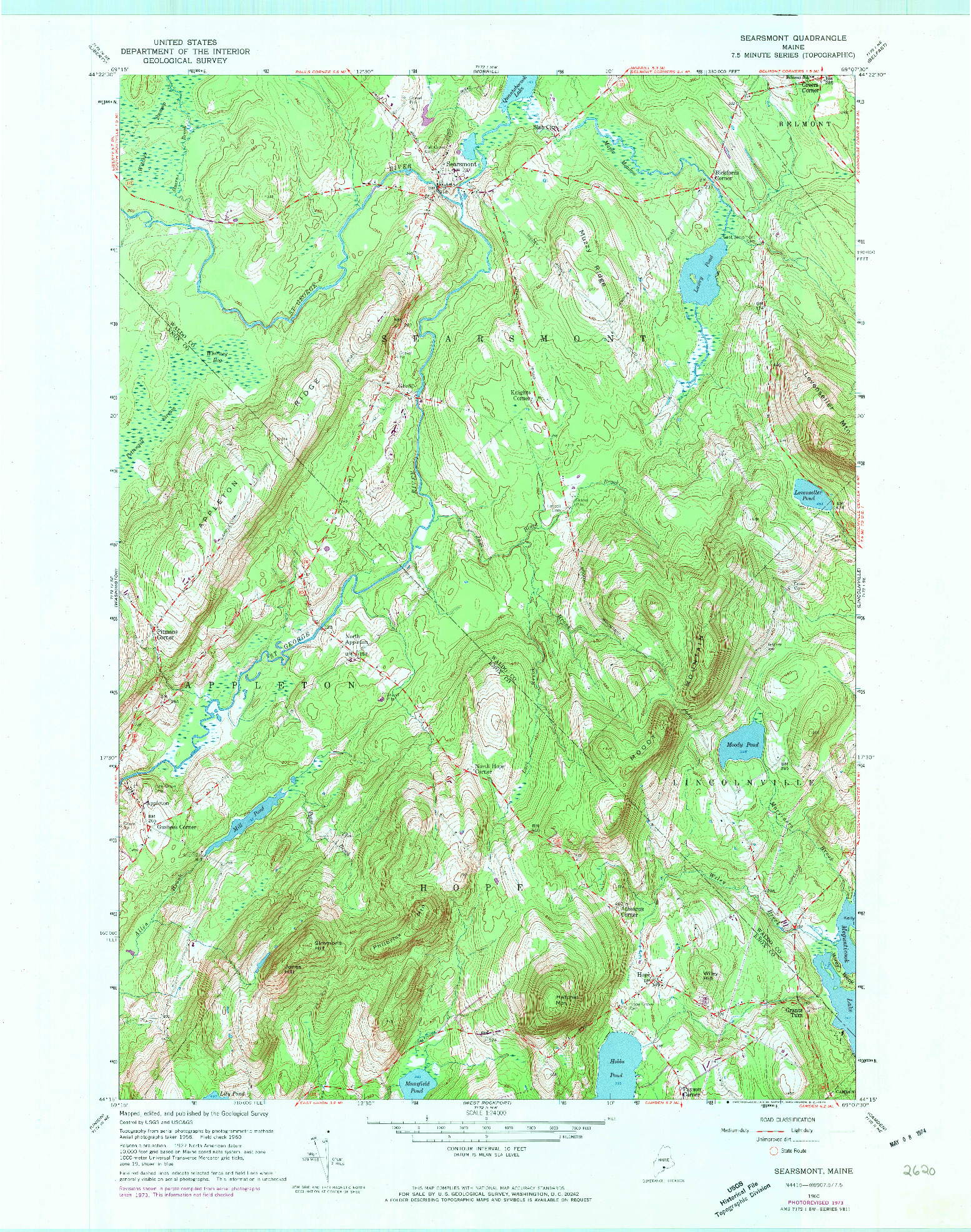 USGS 1:24000-SCALE QUADRANGLE FOR SEARSMONT, ME 1960