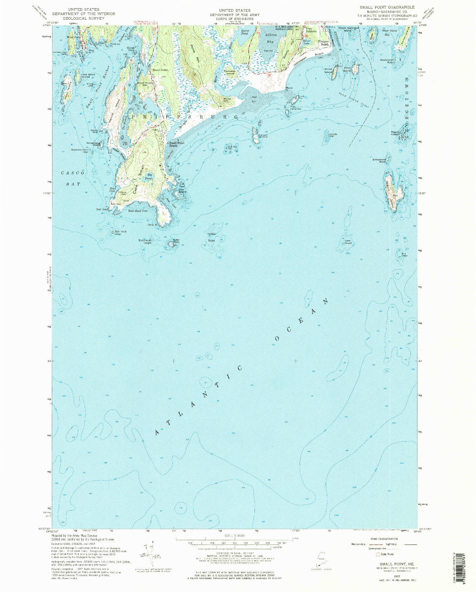 USGS 1:24000-SCALE QUADRANGLE FOR SMALL POINT, ME 1957