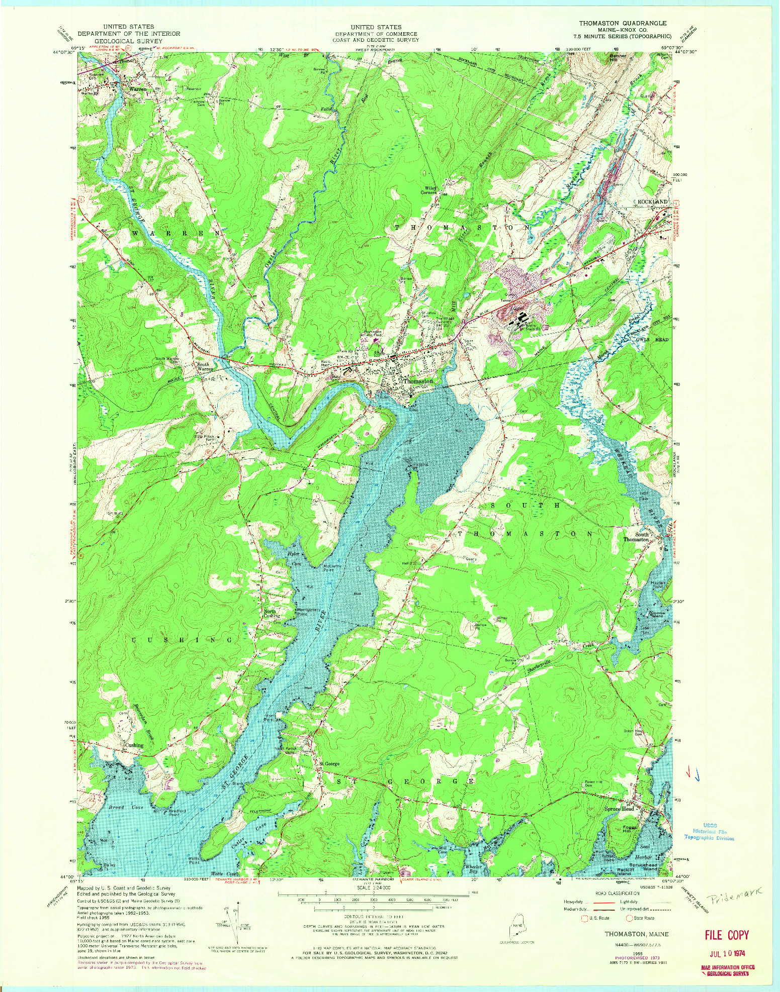 USGS 1:24000-SCALE QUADRANGLE FOR THOMASTON, ME 1955