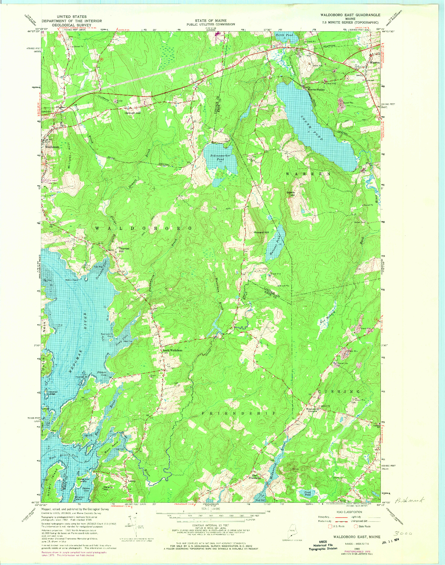 USGS 1:24000-SCALE QUADRANGLE FOR WALDOBORO EAST, ME 1965