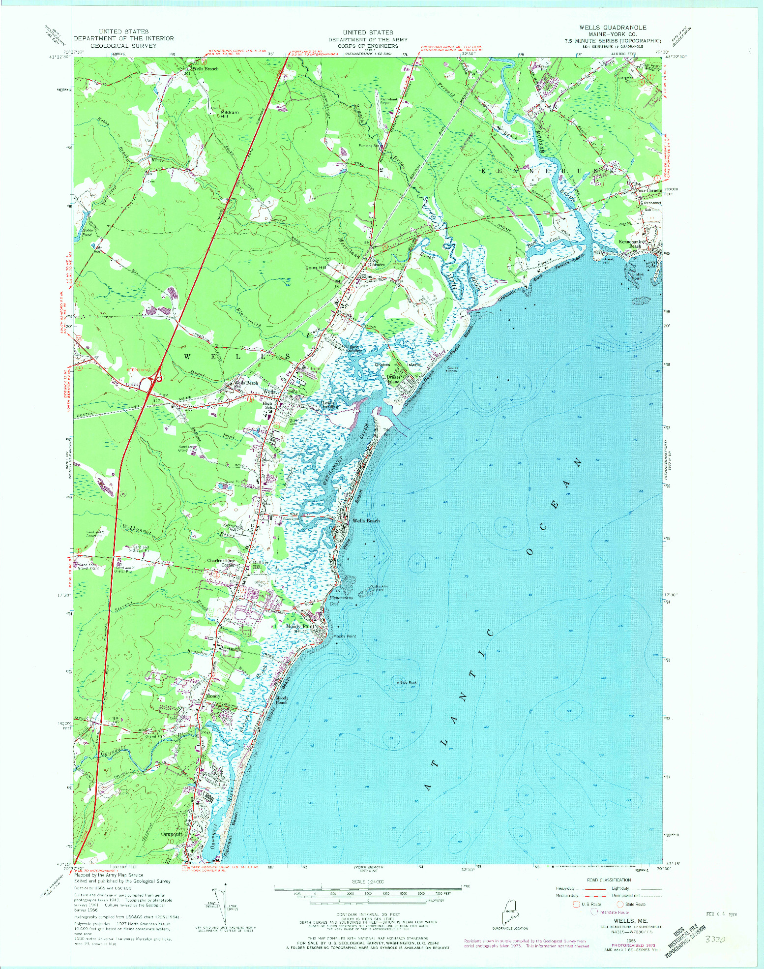 USGS 1:24000-SCALE QUADRANGLE FOR WELLS, ME 1956