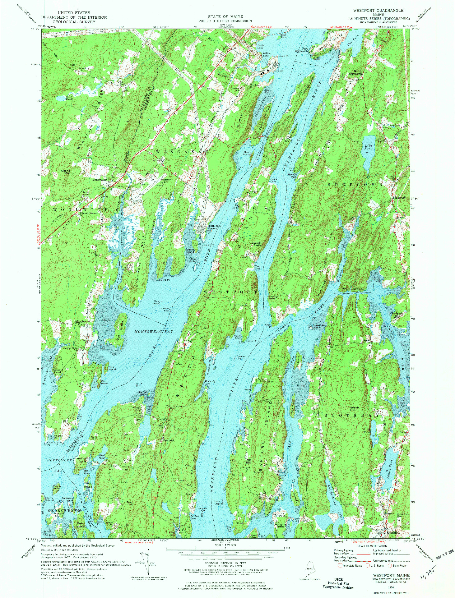 USGS 1:24000-SCALE QUADRANGLE FOR WESTPORT, ME 1970