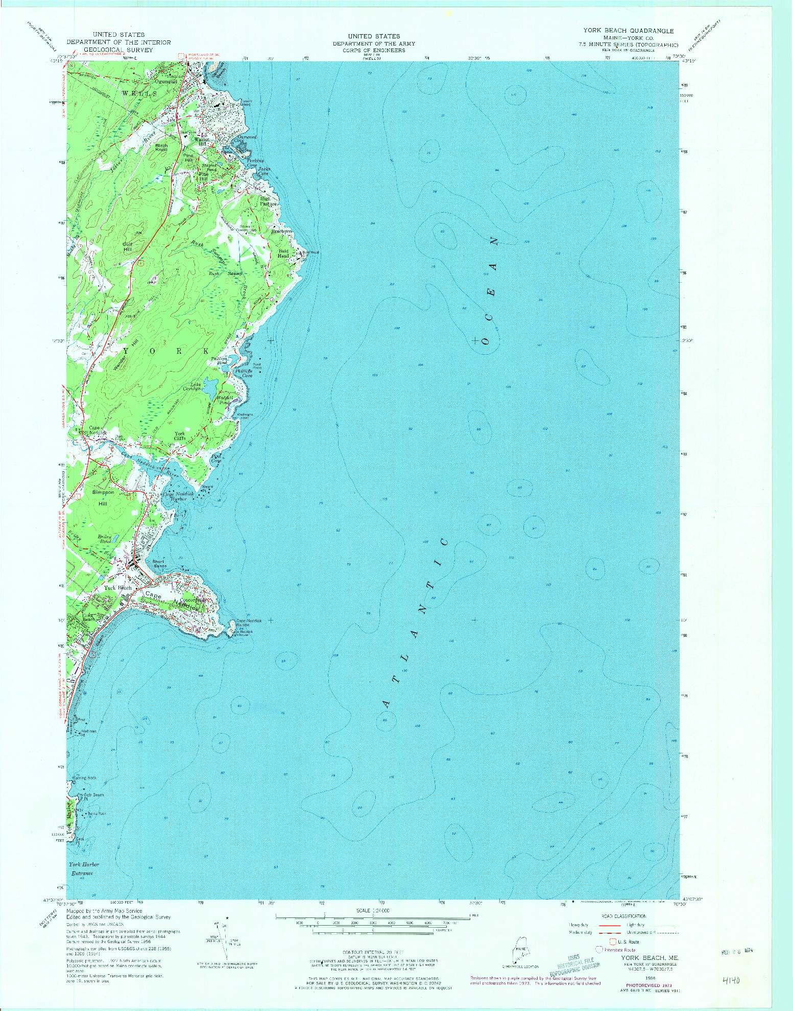 USGS 1:24000-SCALE QUADRANGLE FOR YORK BEACH, ME 1956