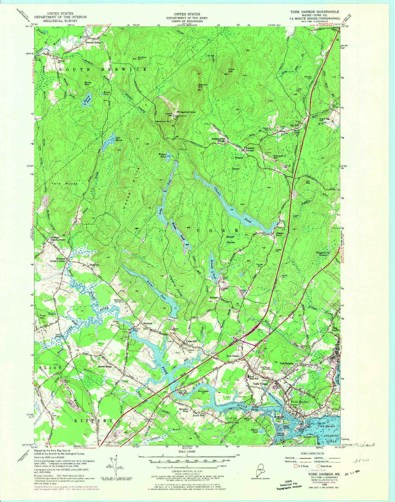 USGS 1:24000-SCALE QUADRANGLE FOR YORK HARBOR, ME 1956
