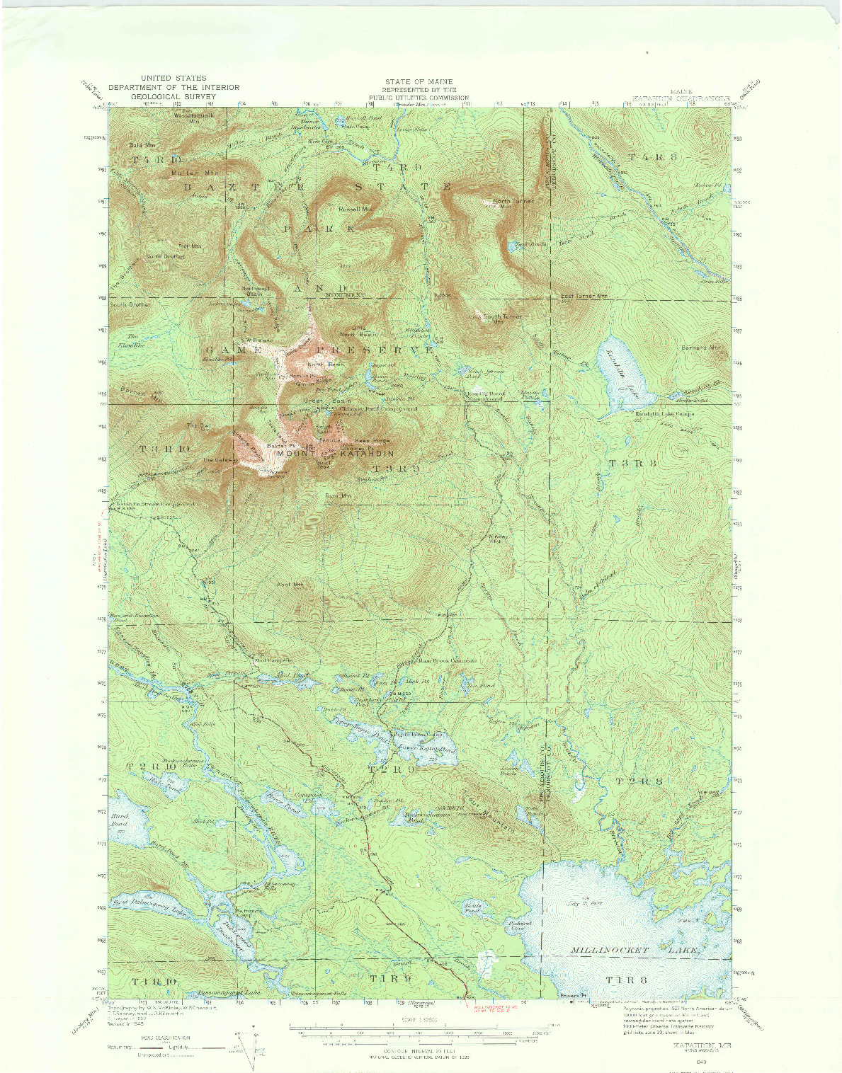 USGS 1:62500-SCALE QUADRANGLE FOR KATAHDIN, ME 1949