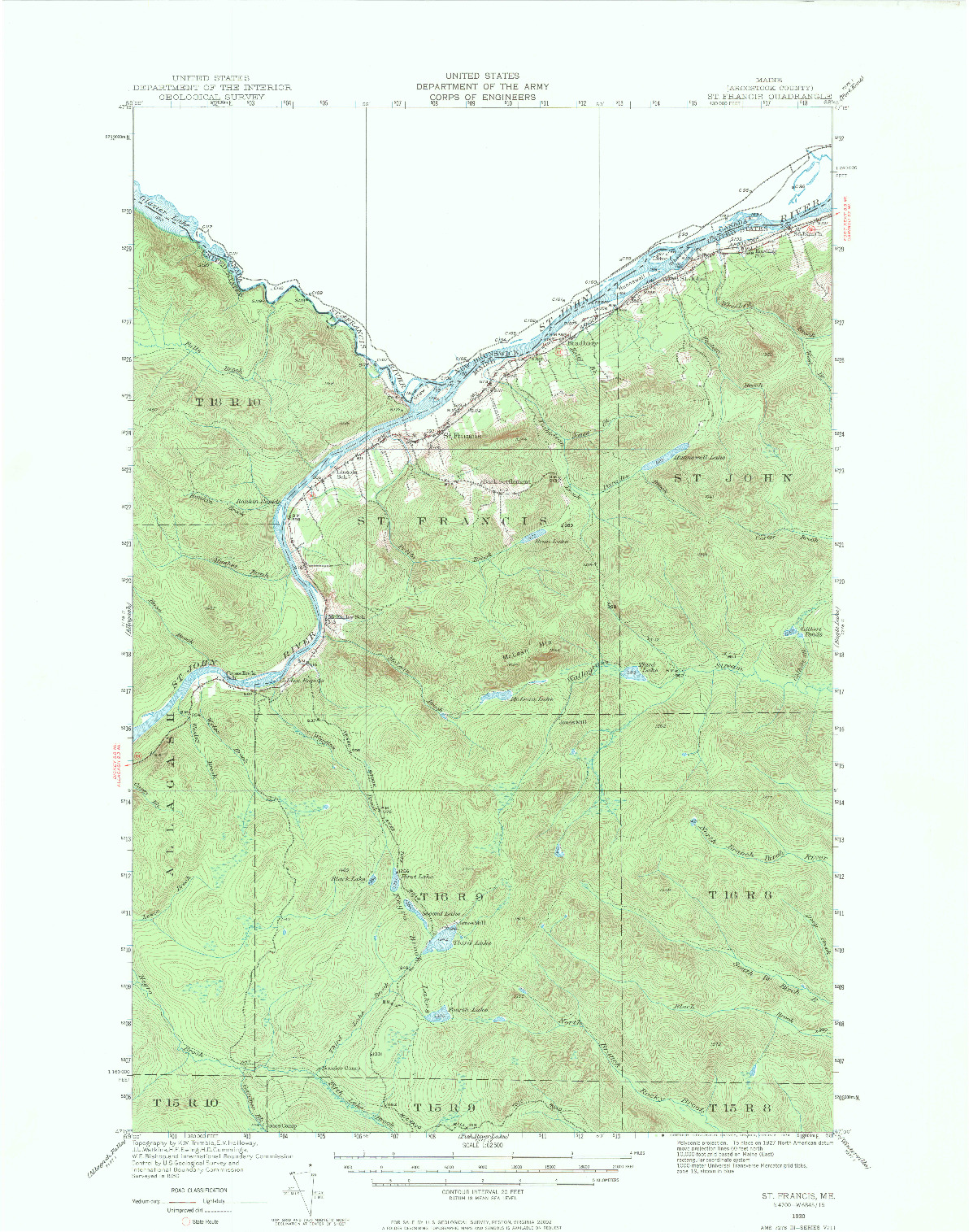 USGS 1:62500-SCALE QUADRANGLE FOR ST. FRANCIS, ME 1930