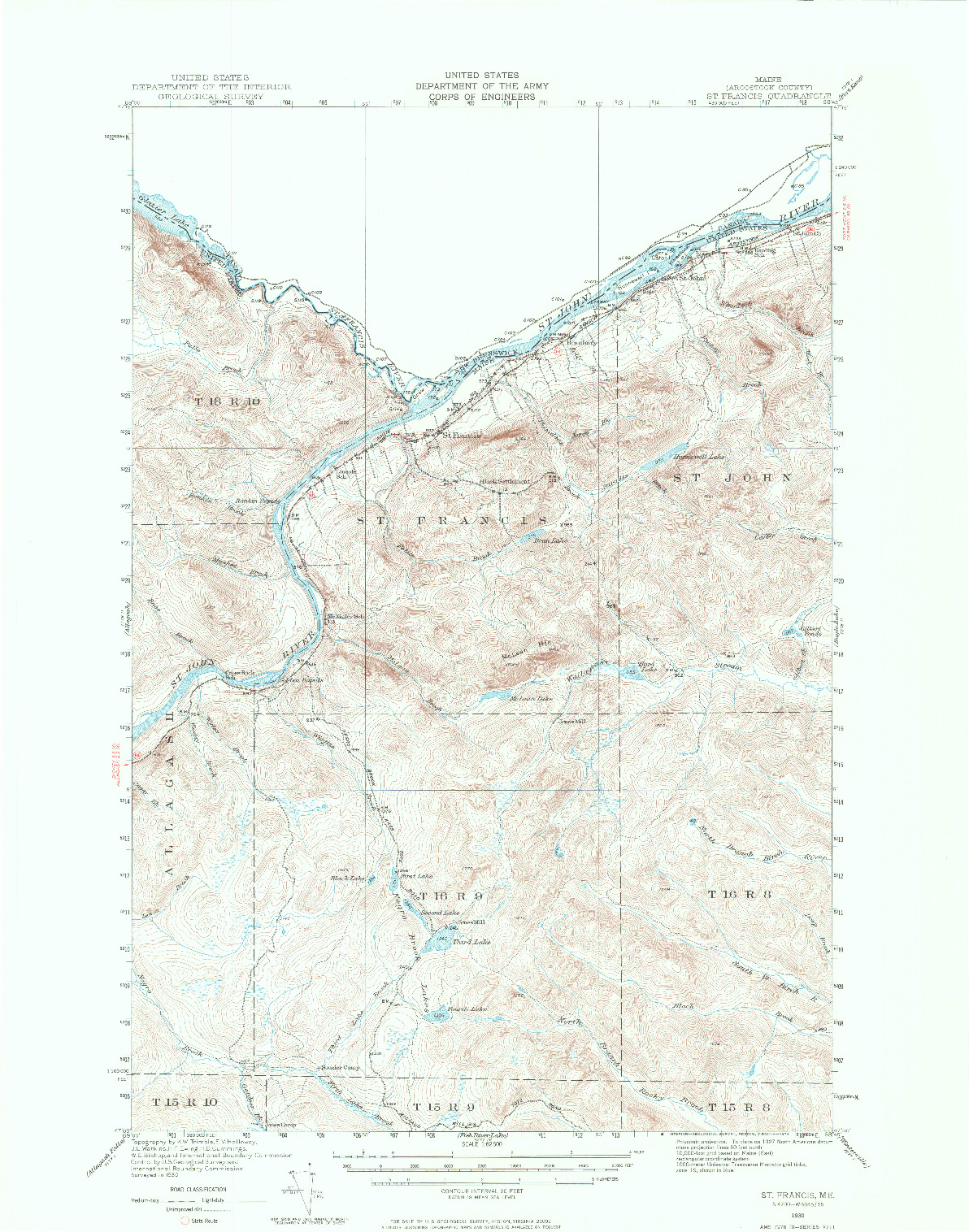 USGS 1:62500-SCALE QUADRANGLE FOR ST. FRANCIS, ME 1930