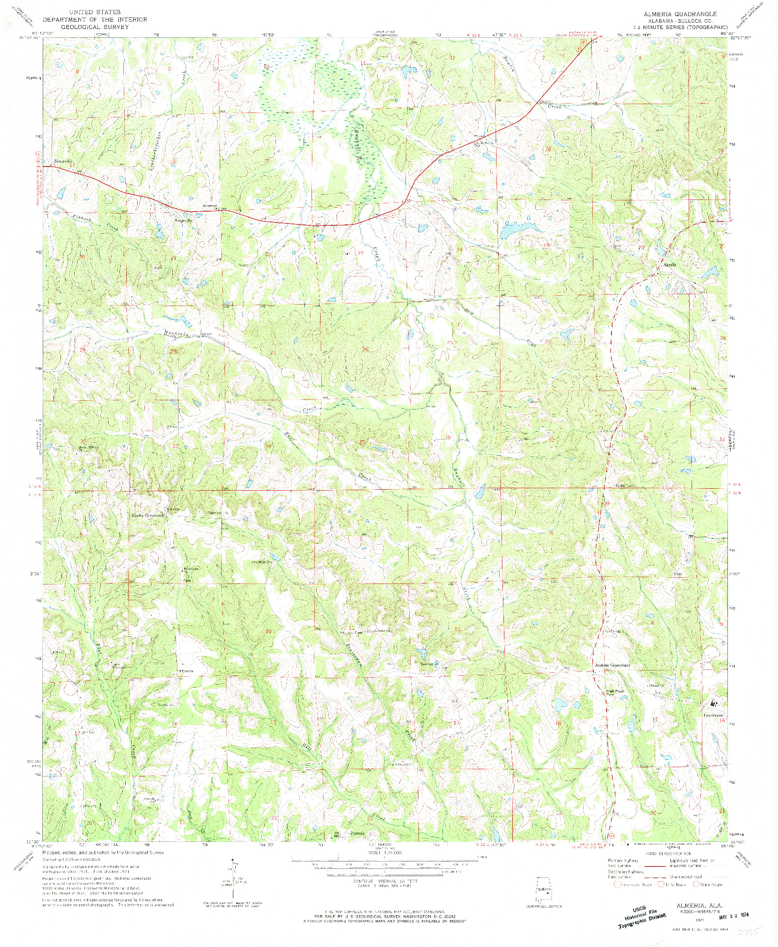 USGS 1:24000-SCALE QUADRANGLE FOR ALMERIA, AL 1971