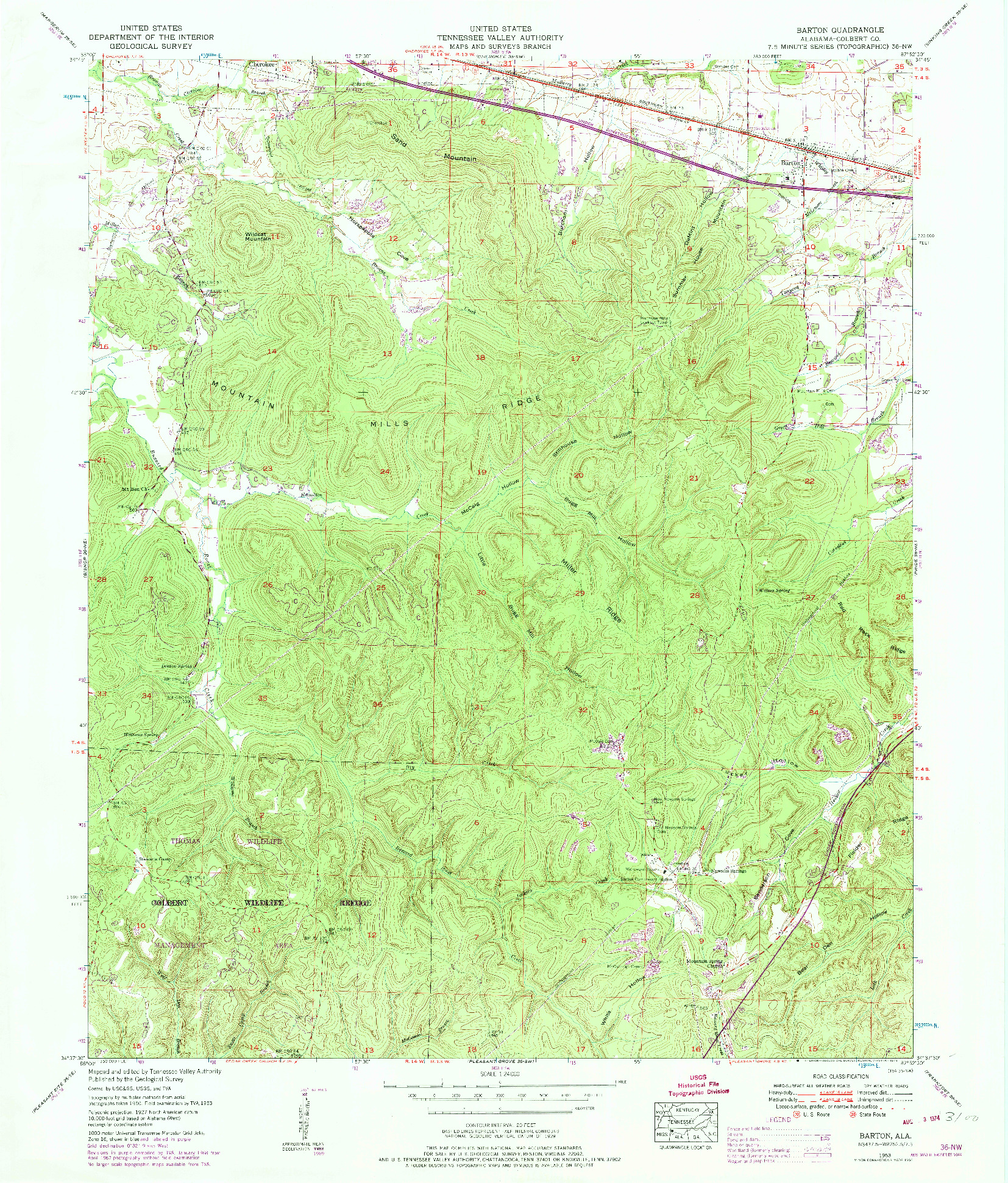 USGS 1:24000-SCALE QUADRANGLE FOR BARTON, AL 1953