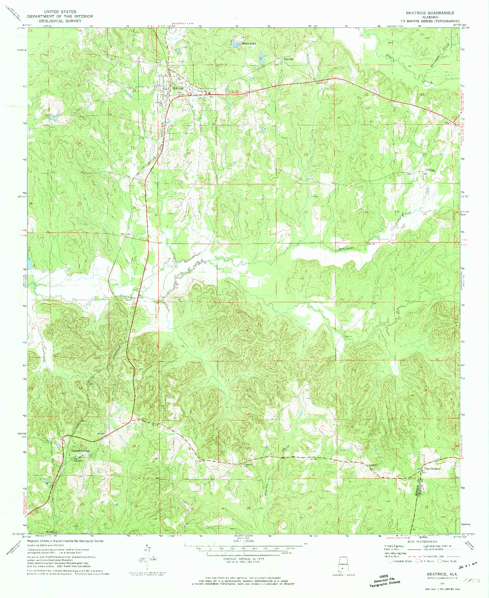 USGS 1:24000-SCALE QUADRANGLE FOR BEATRICE, AL 1971