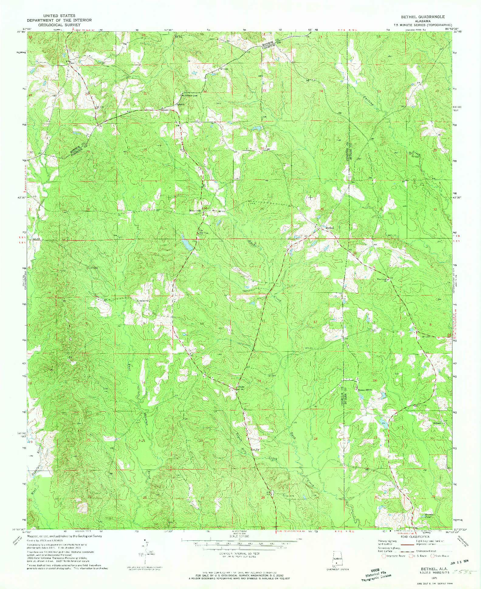 USGS 1:24000-SCALE QUADRANGLE FOR BETHEL, AL 1971