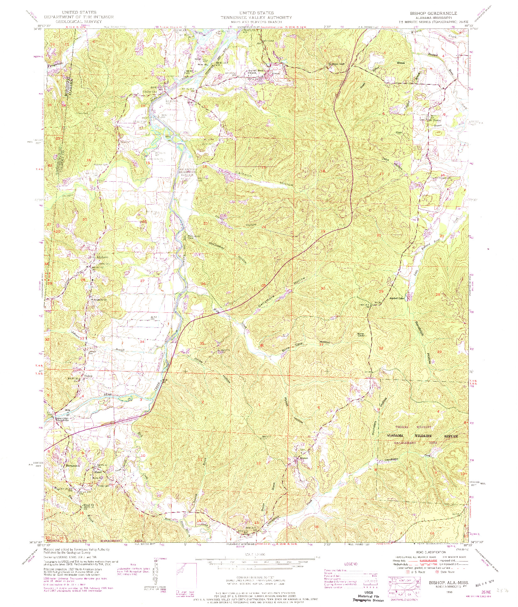 USGS 1:24000-SCALE QUADRANGLE FOR BISHOP, AL 1950