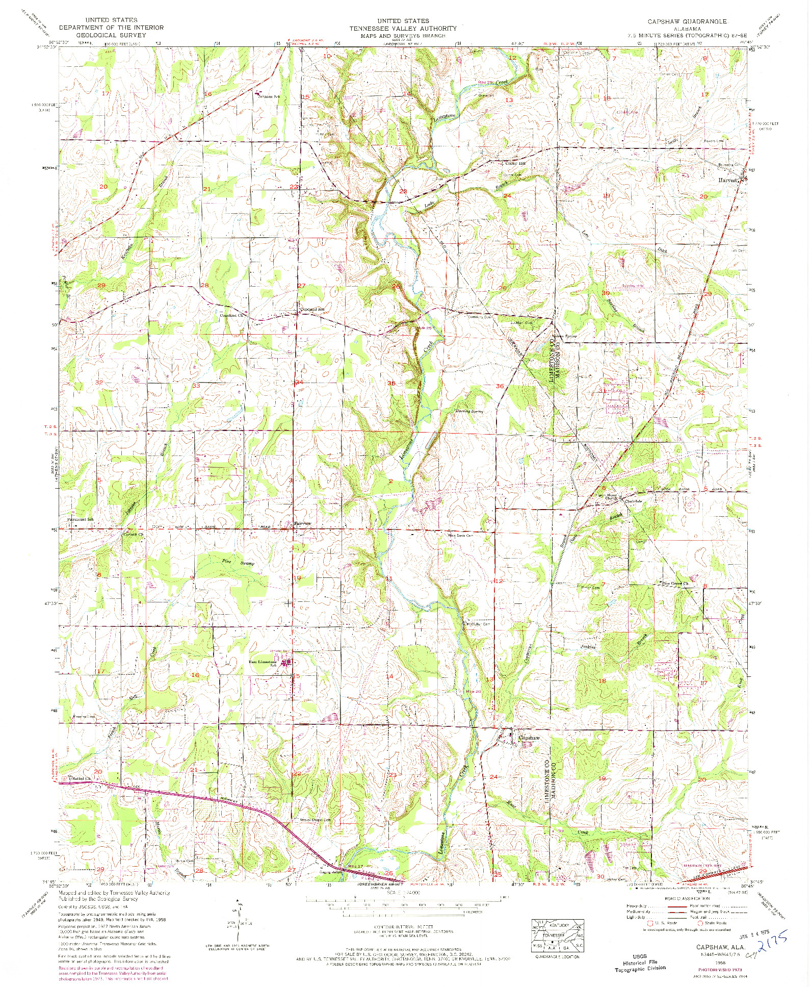 USGS 1:24000-SCALE QUADRANGLE FOR CAPSHAW, AL 1958