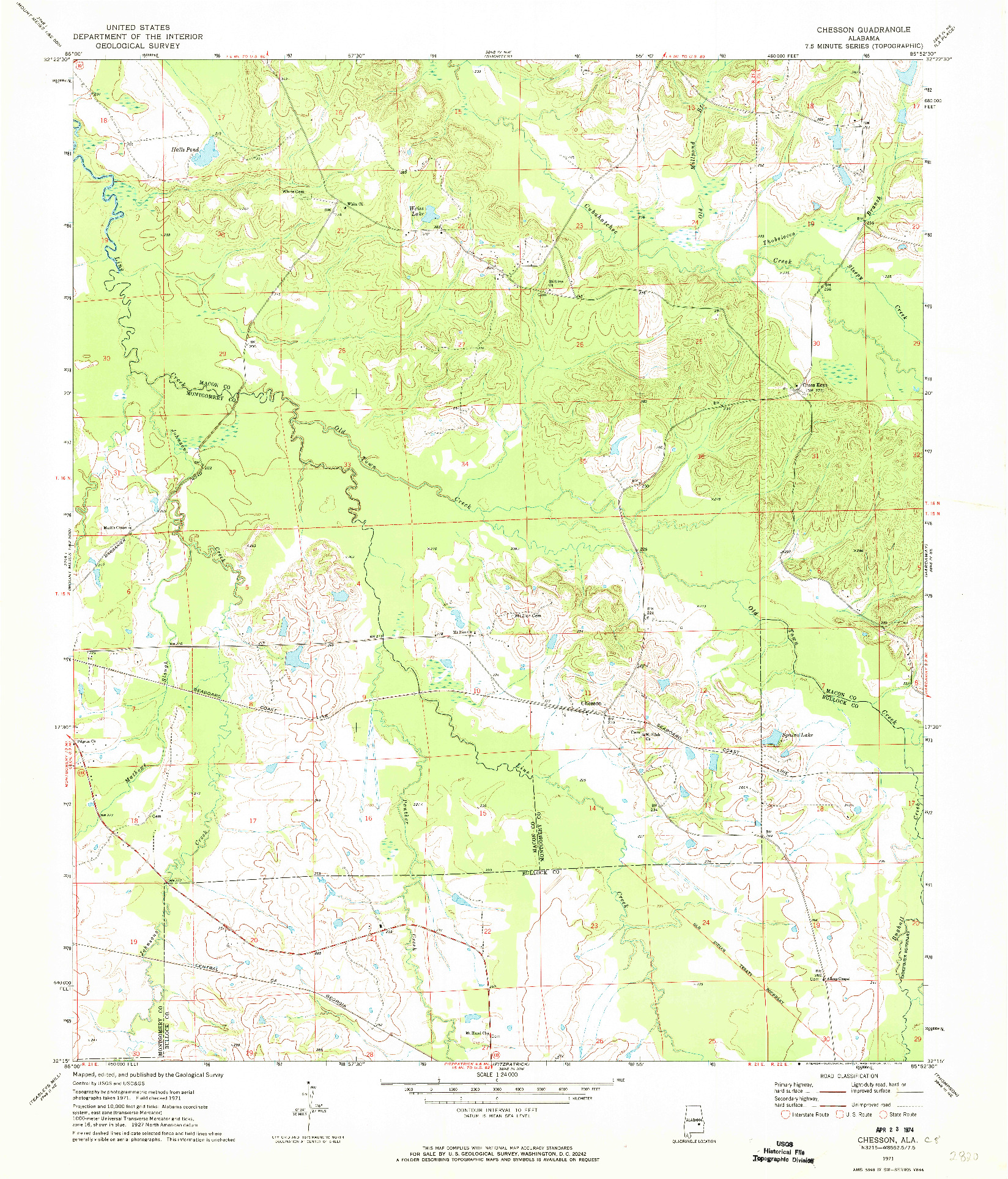 USGS 1:24000-SCALE QUADRANGLE FOR CHESSON, AL 1971