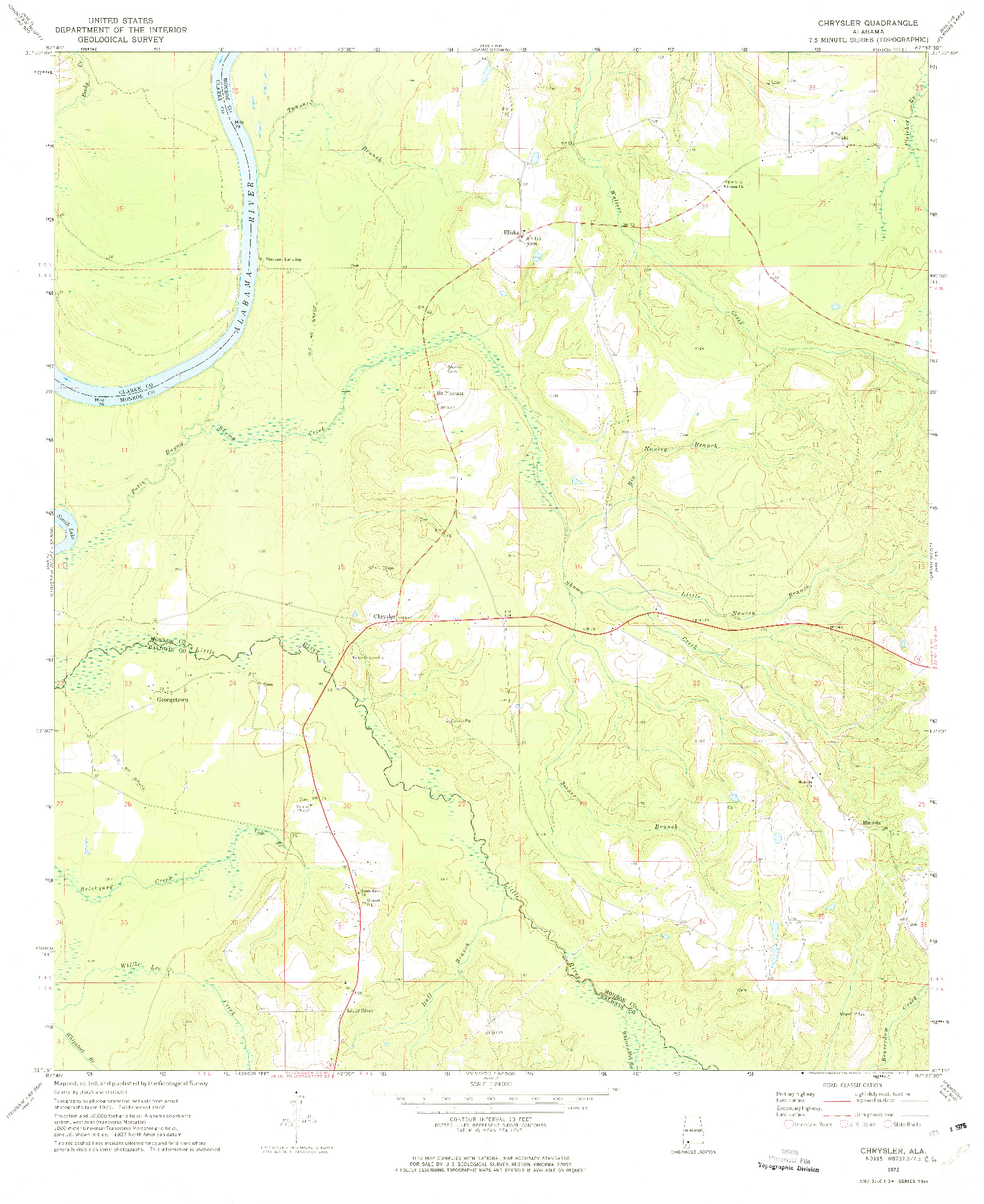 USGS 1:24000-SCALE QUADRANGLE FOR CHRYSLER, AL 1972