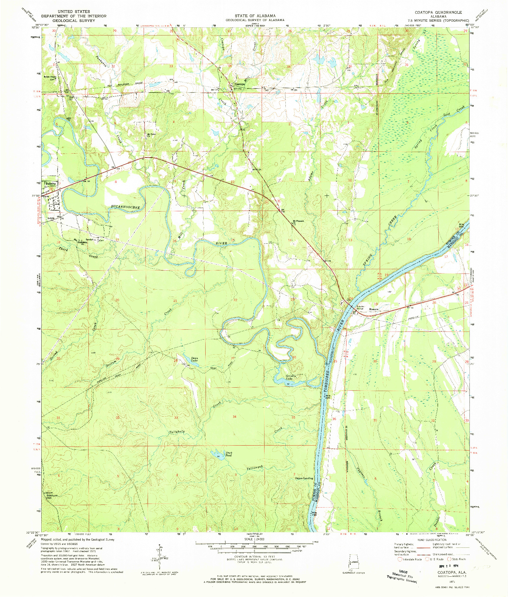 USGS 1:24000-SCALE QUADRANGLE FOR COATOPA, AL 1971