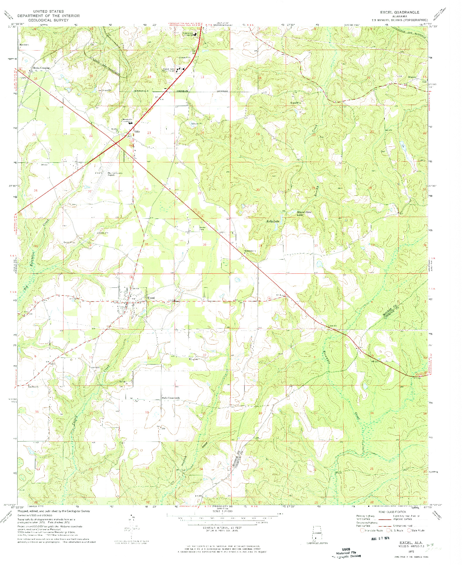 USGS 1:24000-SCALE QUADRANGLE FOR EXCEL, AL 1972