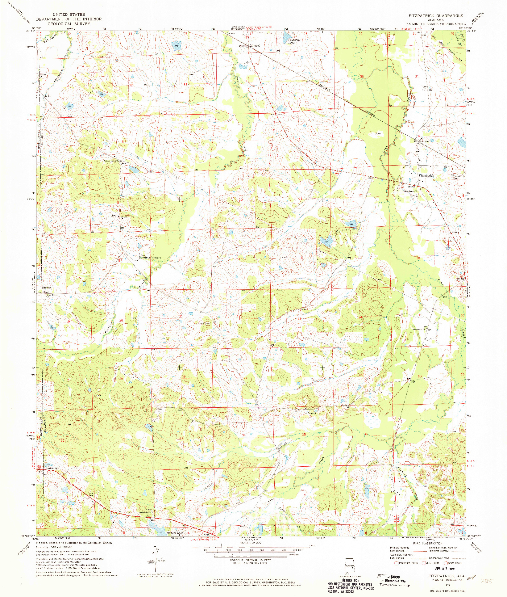 USGS 1:24000-SCALE QUADRANGLE FOR FITZPATRICK, AL 1971