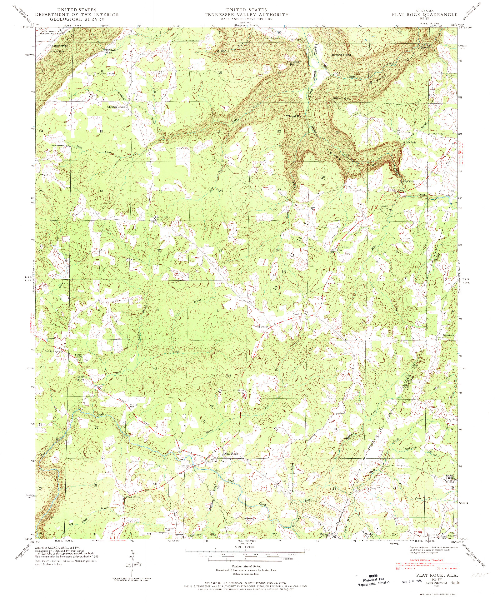 USGS 1:24000-SCALE QUADRANGLE FOR FLAT ROCK, AL 1946