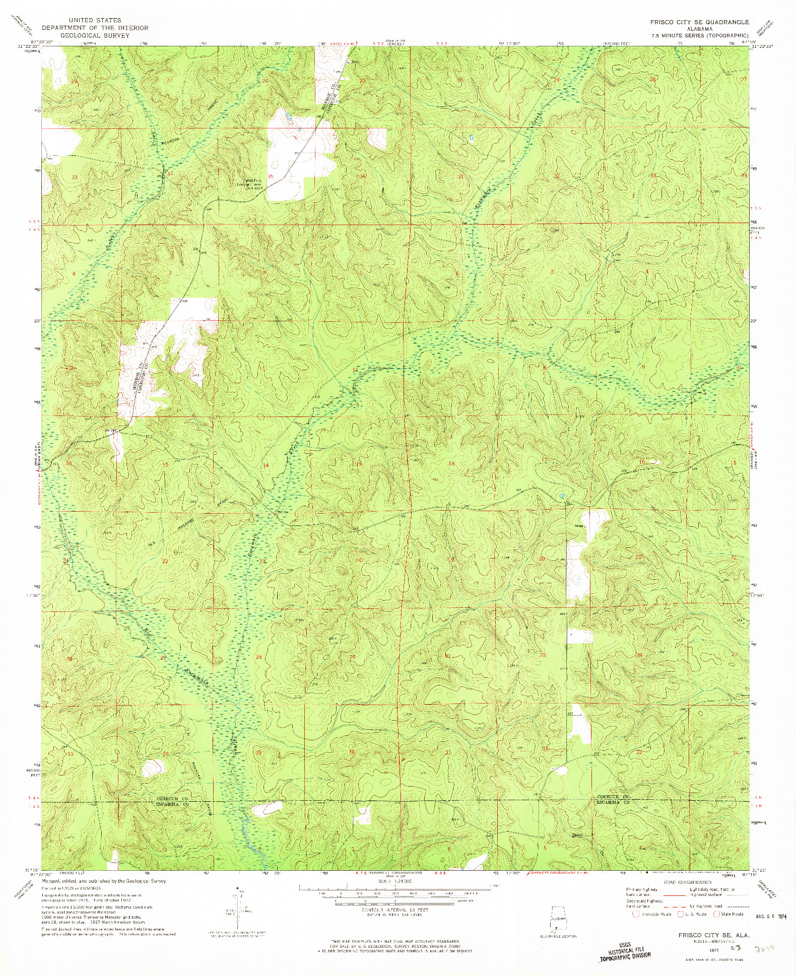 USGS 1:24000-SCALE QUADRANGLE FOR FRISCO CITY SE, AL 1972