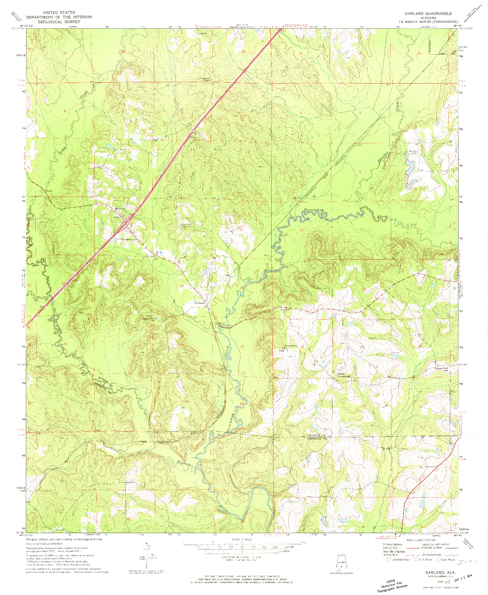 USGS 1:24000-SCALE QUADRANGLE FOR GARLAND, AL 1971