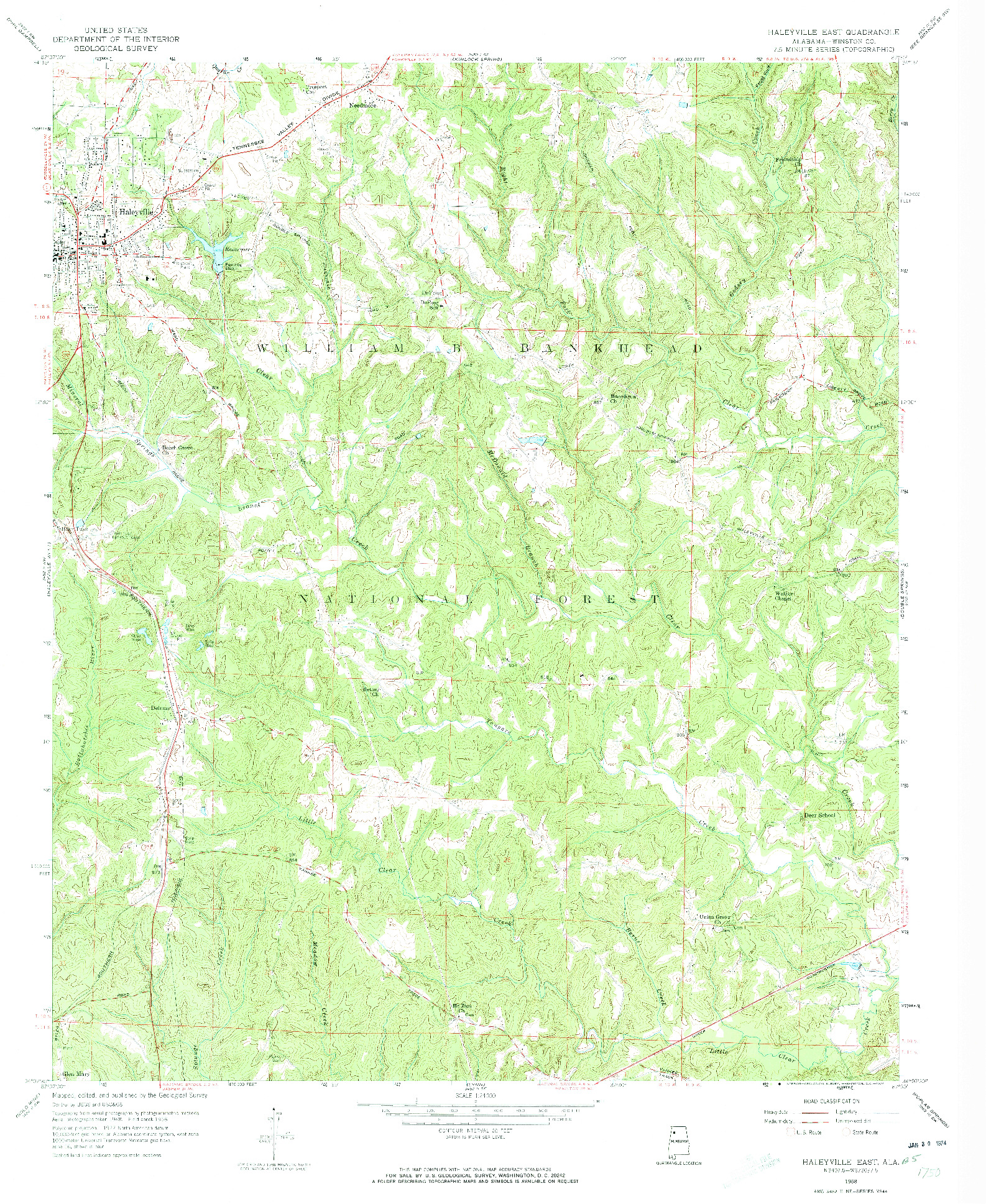 USGS 1:24000-SCALE QUADRANGLE FOR HALEYVILLE EAST, AL 1958