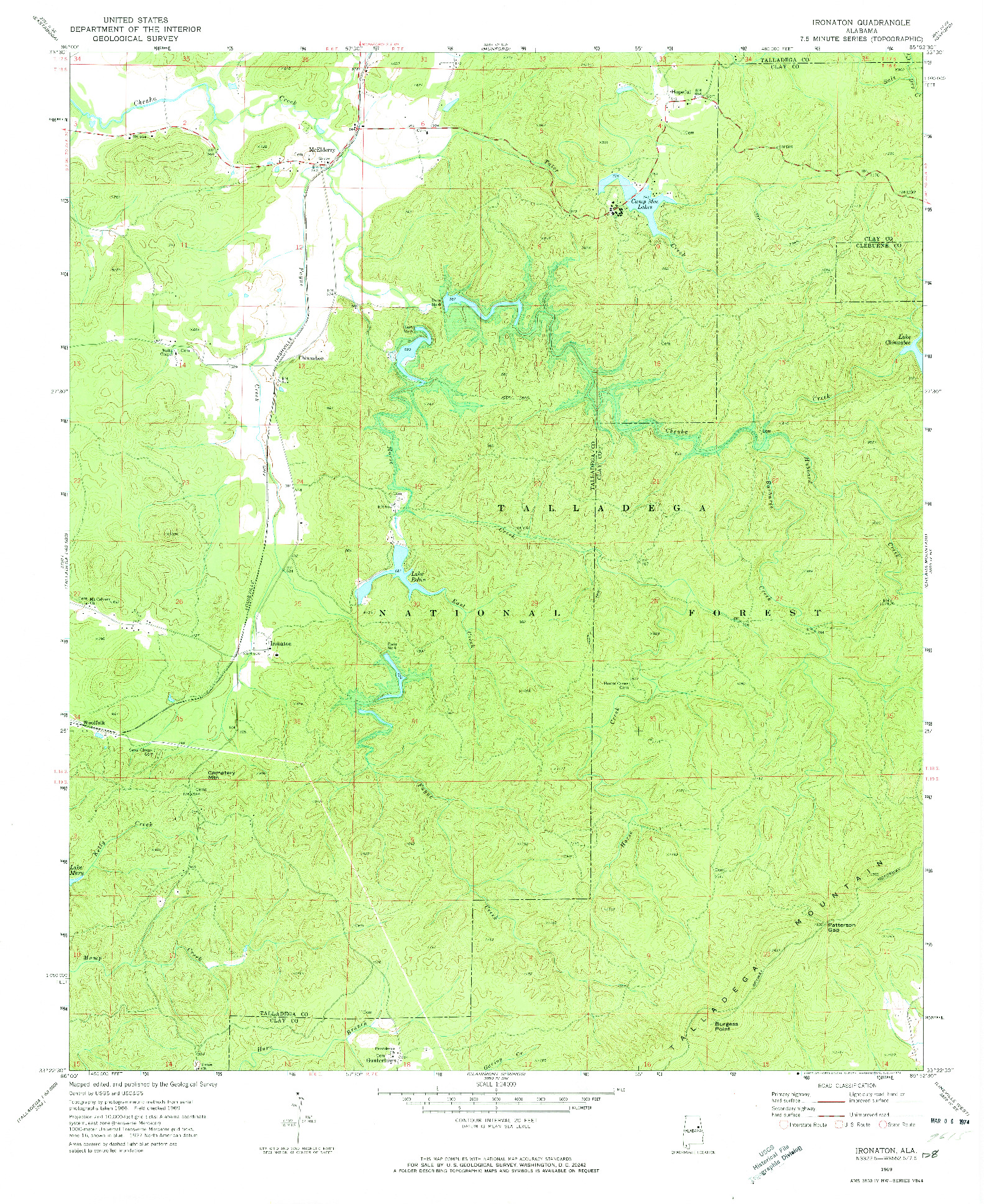 USGS 1:24000-SCALE QUADRANGLE FOR IRONATON, AL 1969
