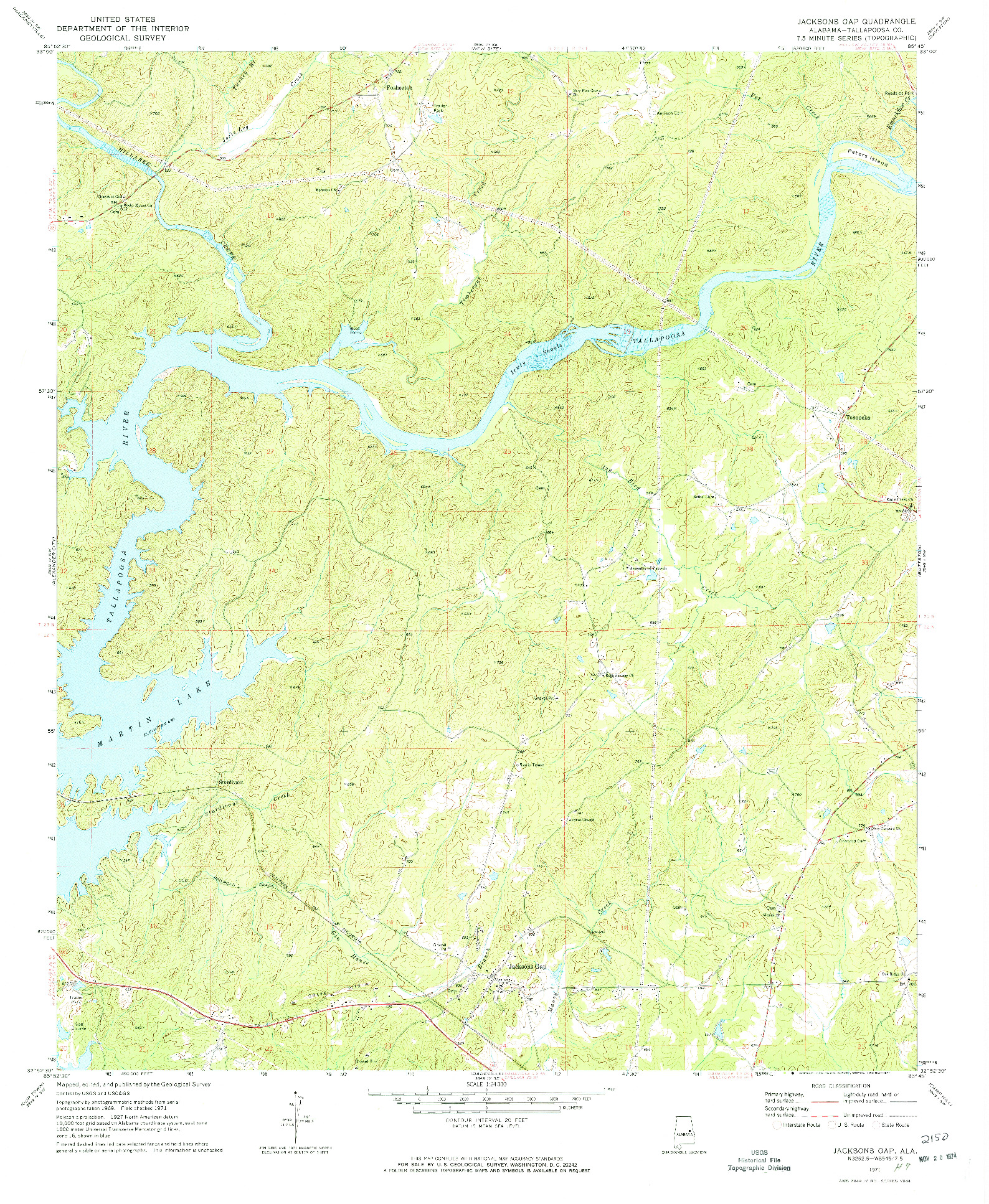USGS 1:24000-SCALE QUADRANGLE FOR JACKSONS GAP, AL 1971