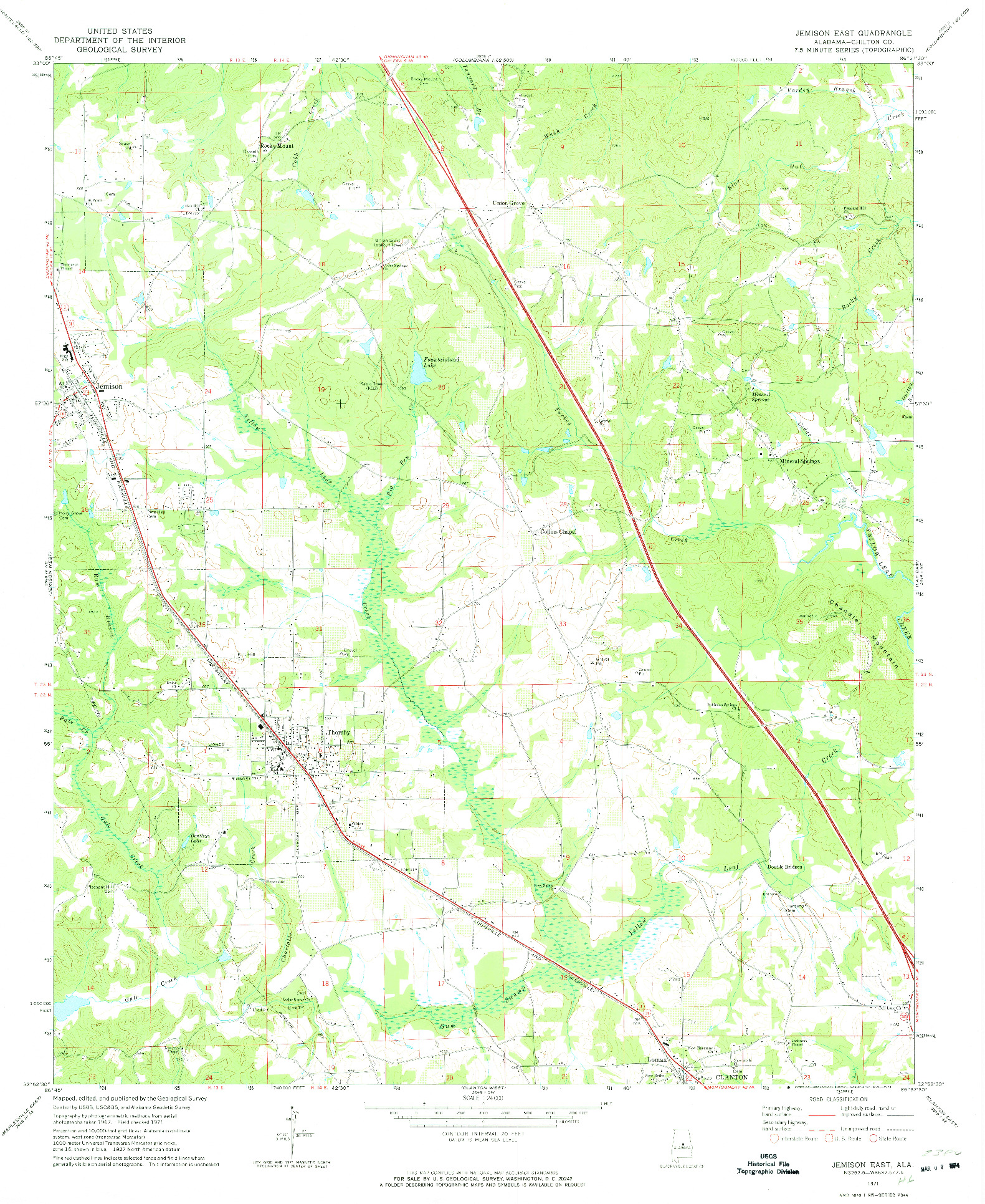 USGS 1:24000-SCALE QUADRANGLE FOR JEMISON EAST, AL 1971