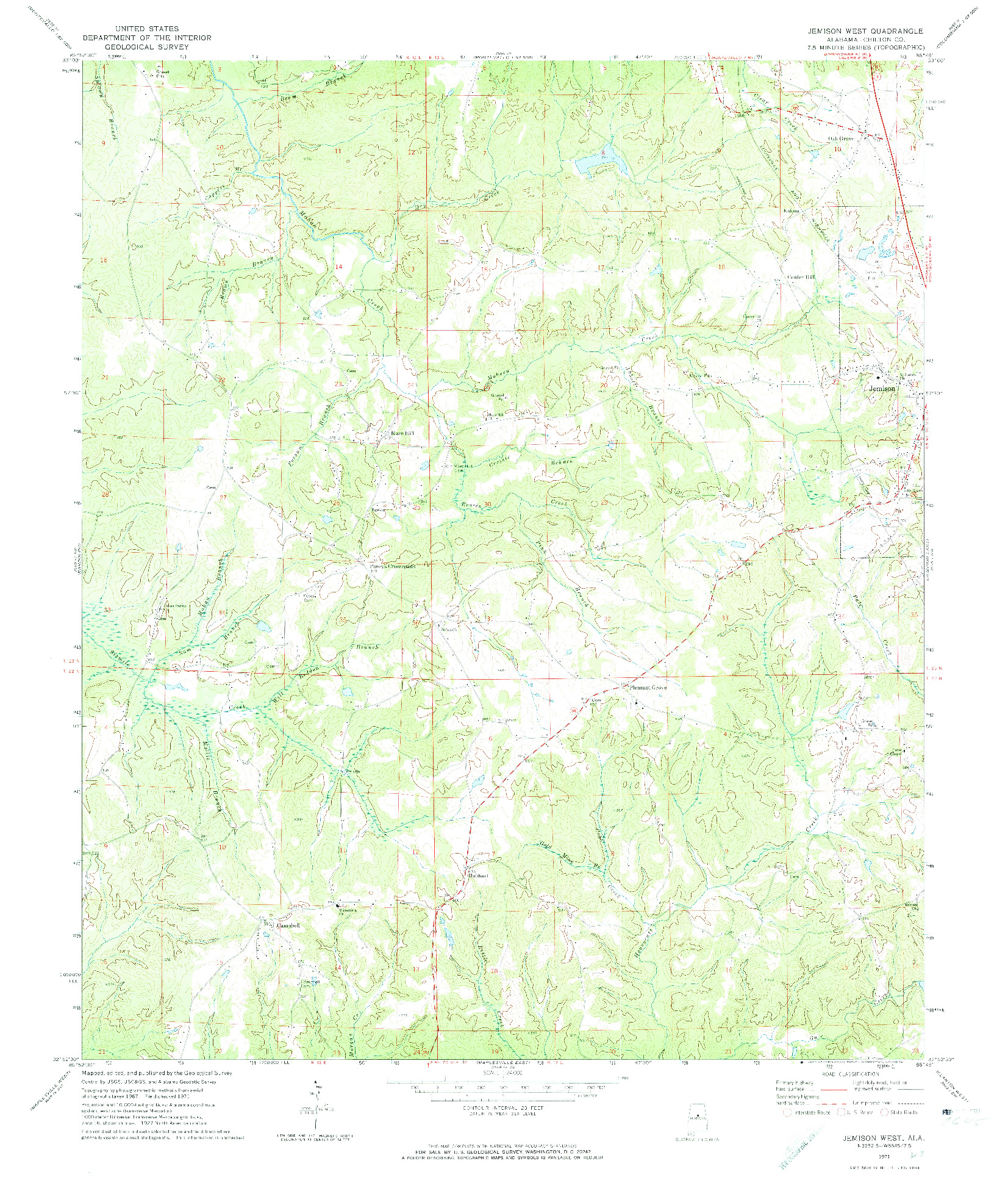 USGS 1:24000-SCALE QUADRANGLE FOR JEMISON WEST, AL 1971