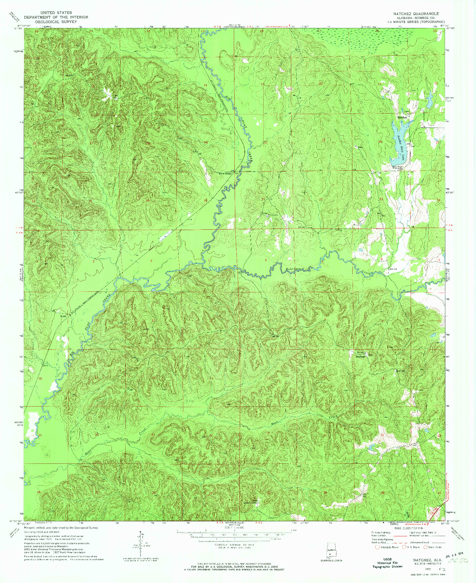 USGS 1:24000-SCALE QUADRANGLE FOR NATCHEZ, AL 1972