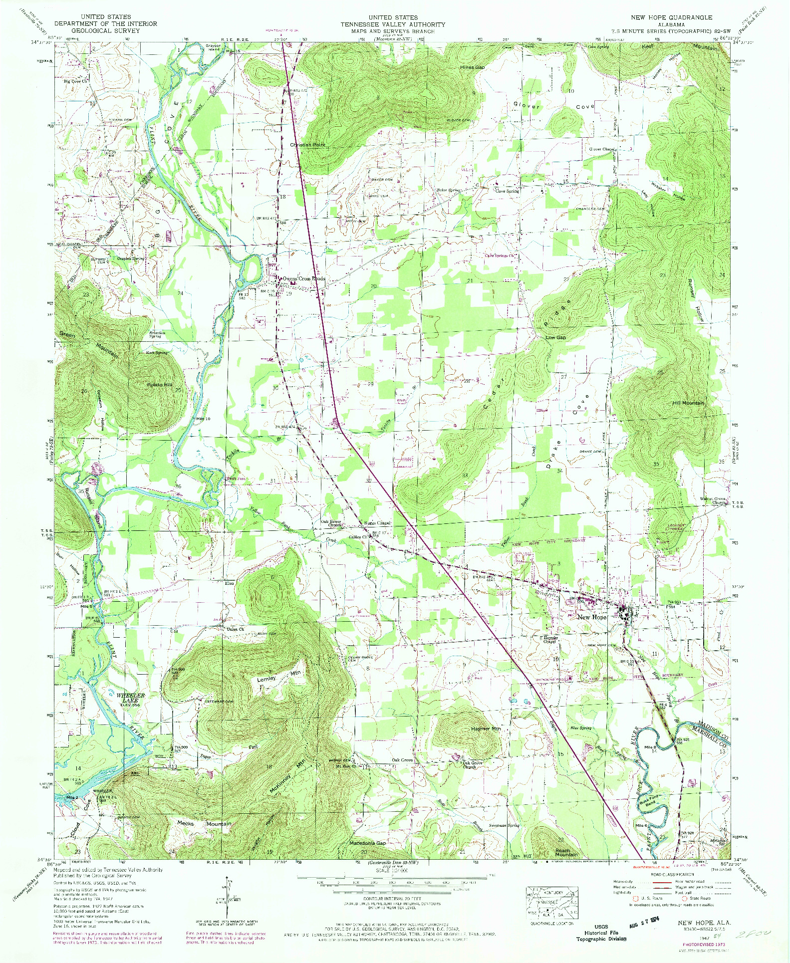 USGS 1:24000-SCALE QUADRANGLE FOR NEW HOPE, AL 1947