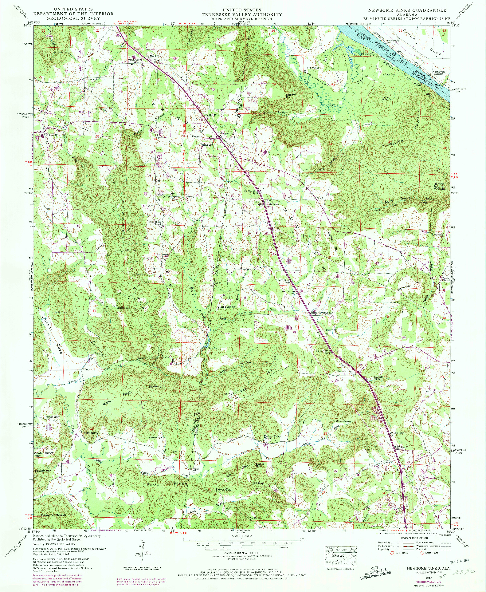 USGS 1:24000-SCALE QUADRANGLE FOR NEWSOME SINKS, AL 1947
