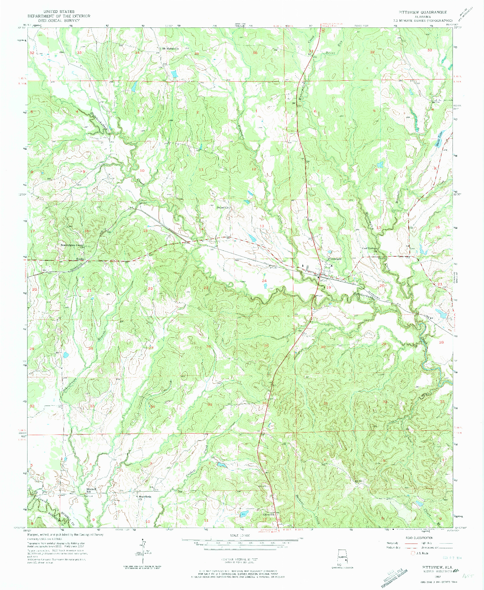 USGS 1:24000-SCALE QUADRANGLE FOR PITTSVIEW, AL 1957