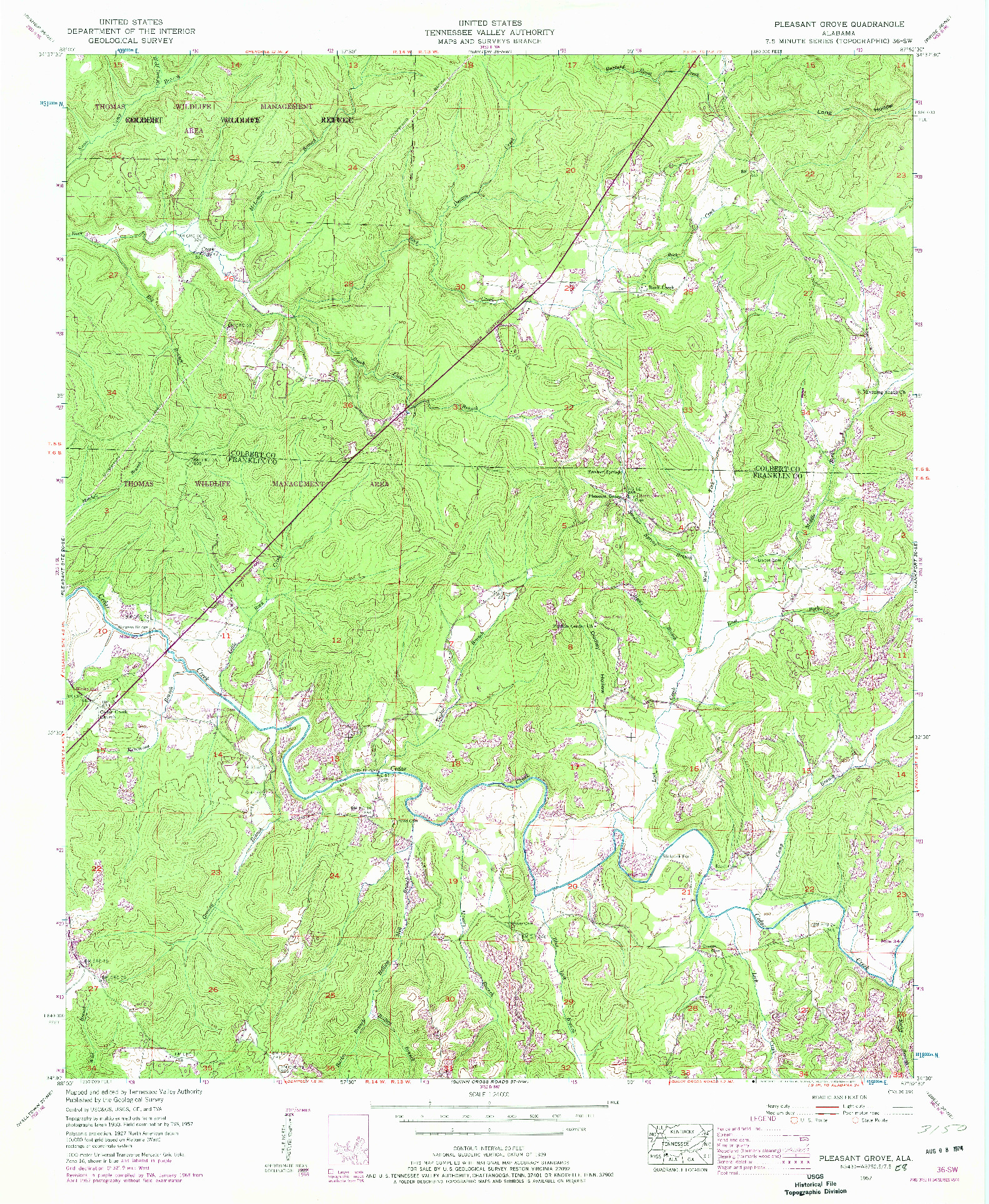 USGS 1:24000-SCALE QUADRANGLE FOR PLEASANT GROVE, AL 1957