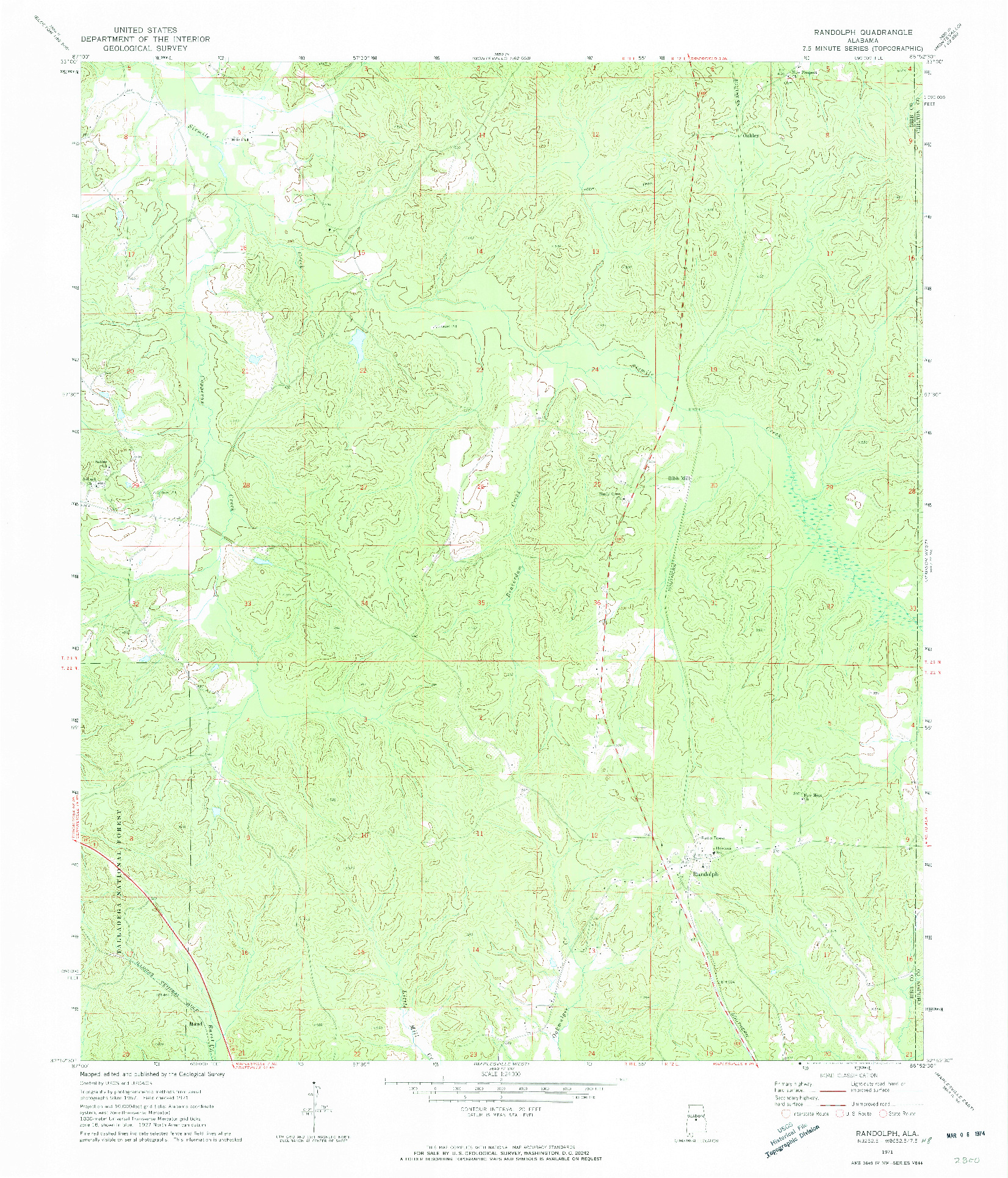 USGS 1:24000-SCALE QUADRANGLE FOR RANDOLPH, AL 1971